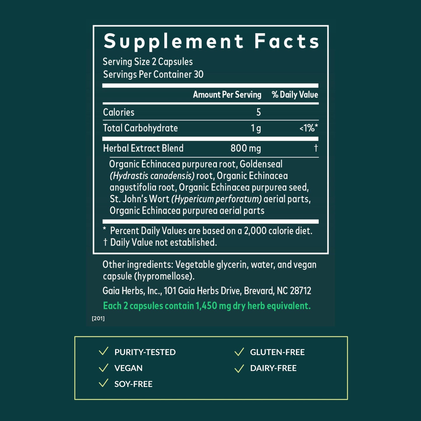 Gaia Herbs Echinacea Goldenseal Capsules 60 Count
