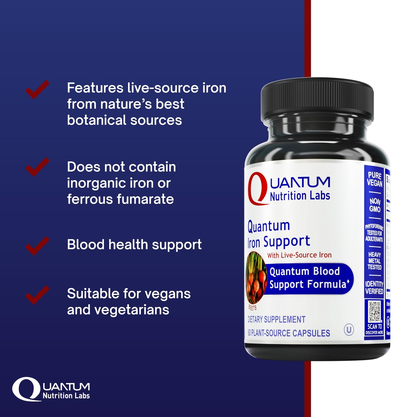 Quantum Nutrition Iron Support Capsules, 60 Count