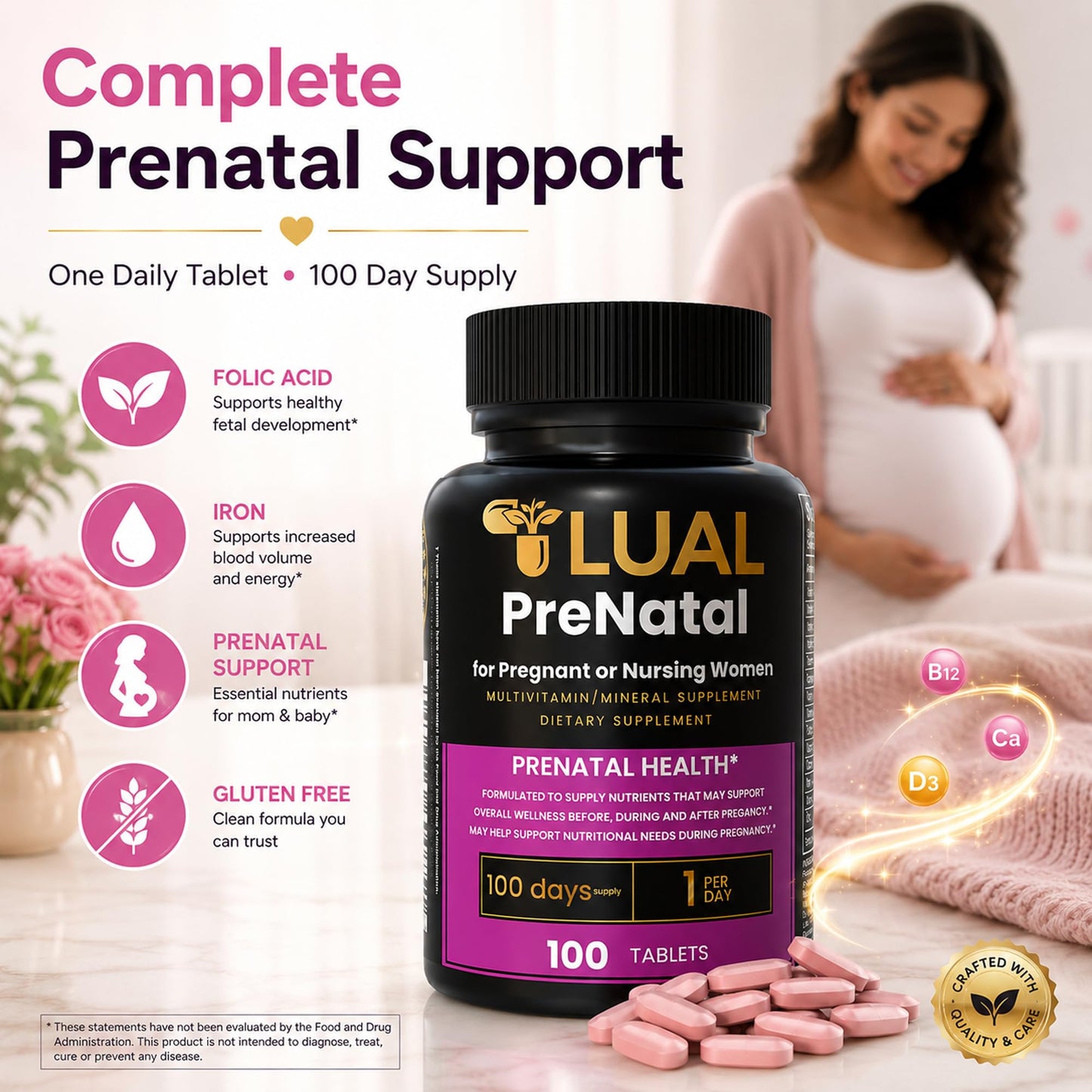 LUAL Prenatal Multivitamin with Folic Acid & Iron Tablet 100