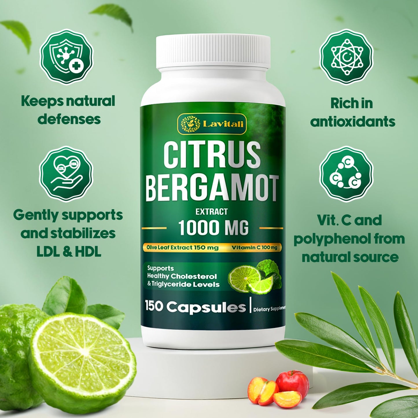 LaVitali 25x Concentrated Citrus Bergamot Extract Capsules, 150 Count