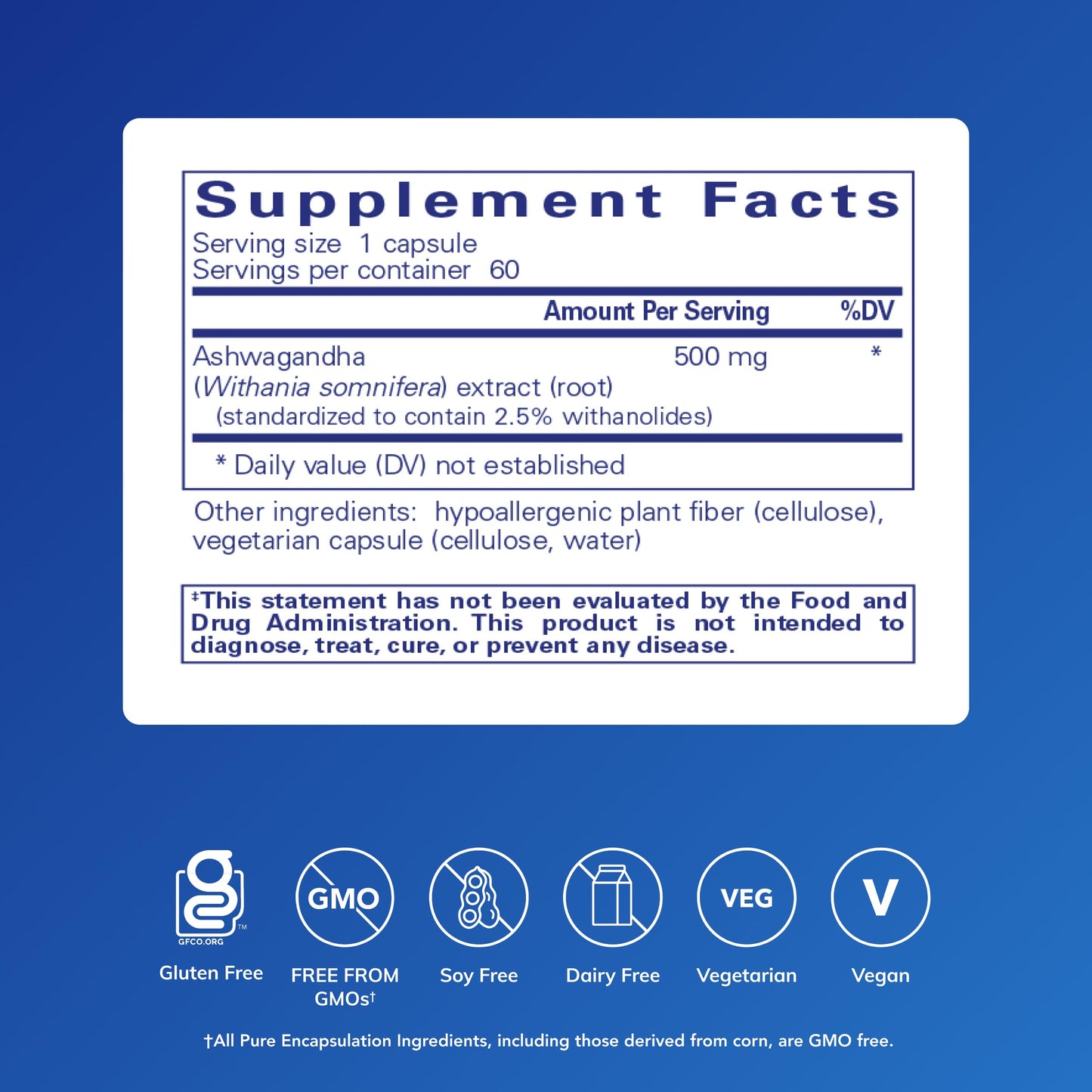 Pure Encapsulations Ashwagandha Capsules 60 Capsules