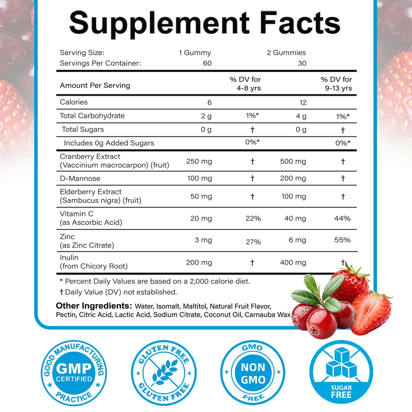 ABYSSUS Cranberry Gummies for Kids with D-Mannose, Urinary Support Gummy, 60 Count