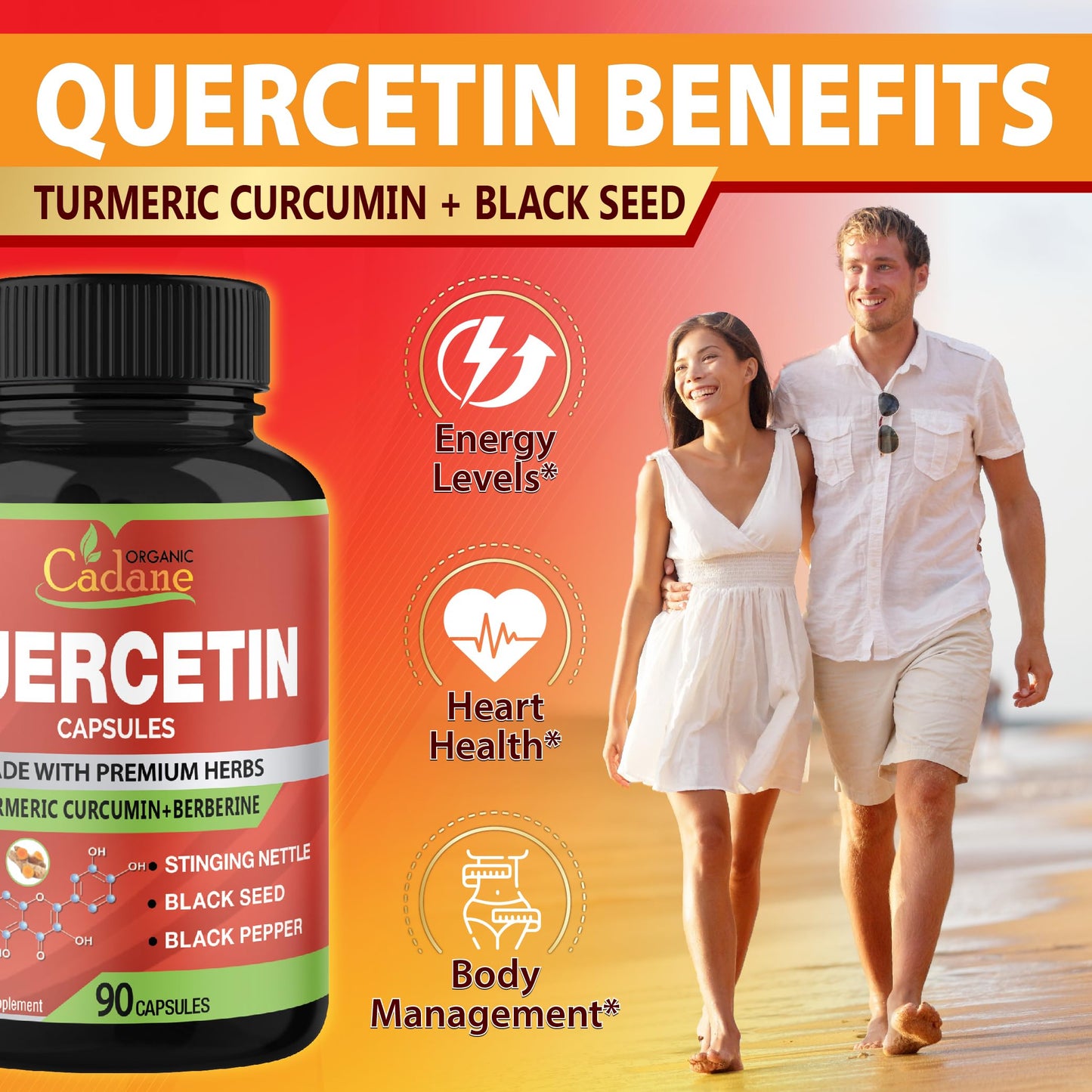 Organic Cadane Quercetin Extract Capsules 90 Count