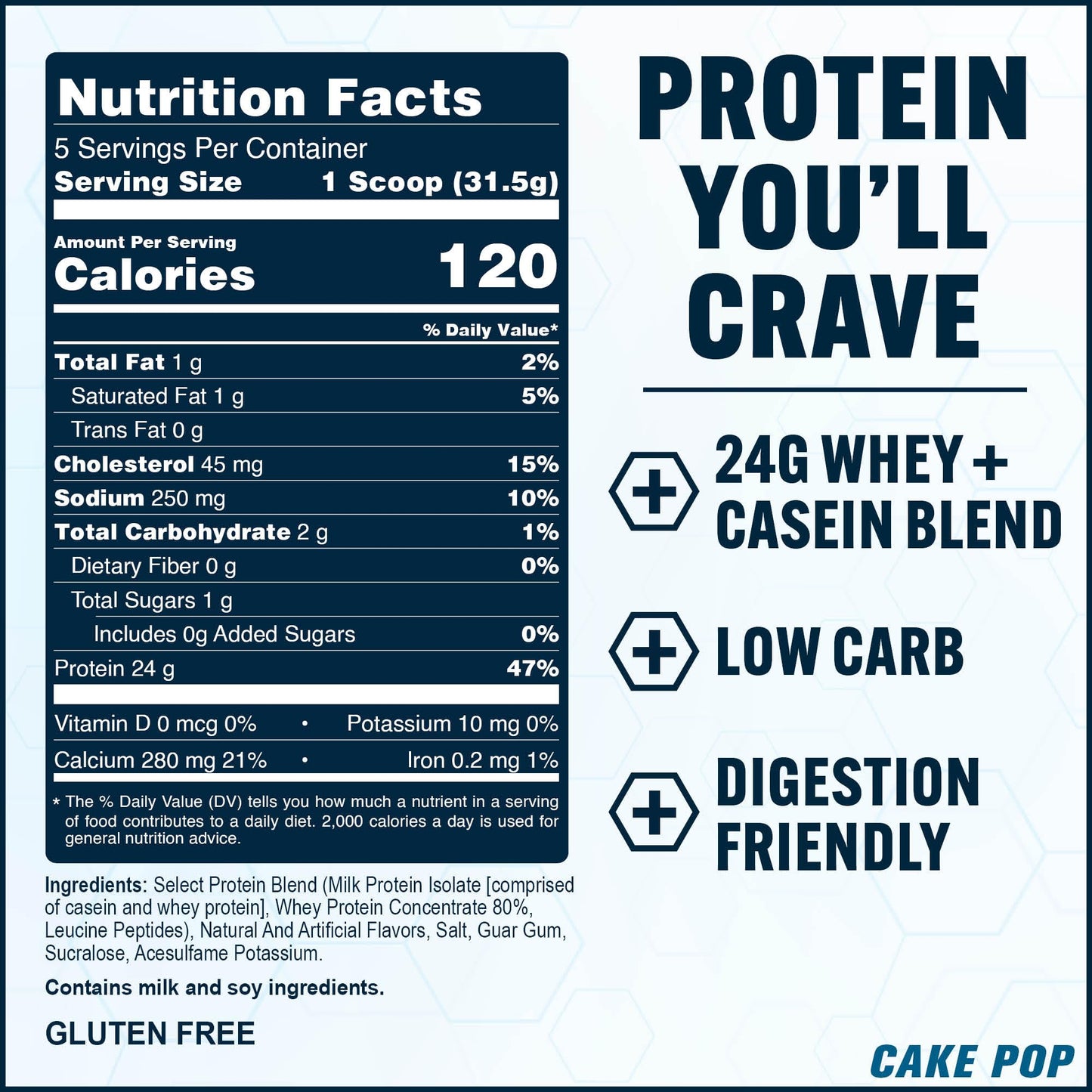 PEScience Select Whey & Casein Protein Powder, Cake Pop, 5 Servings