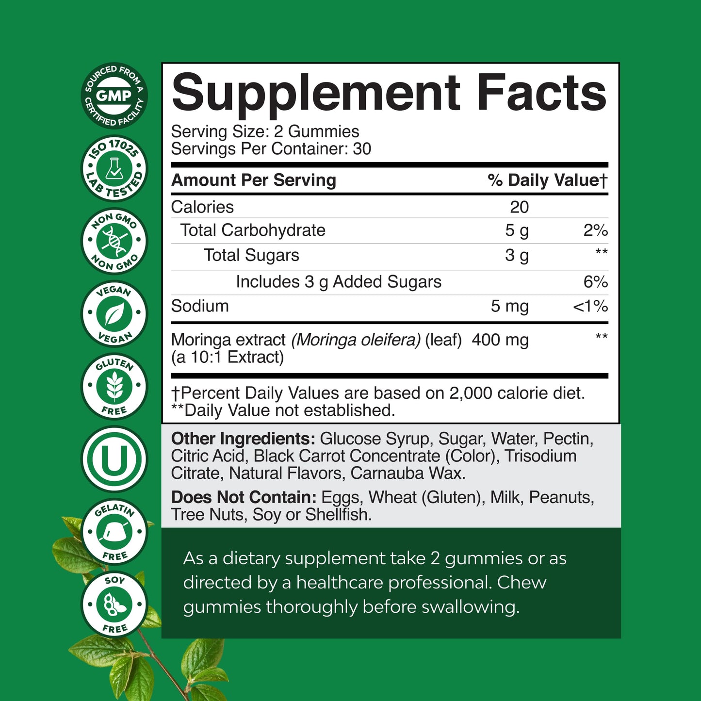 Natures Craft Extra Strength Moringa Gummies for Women, 60 Gummies
