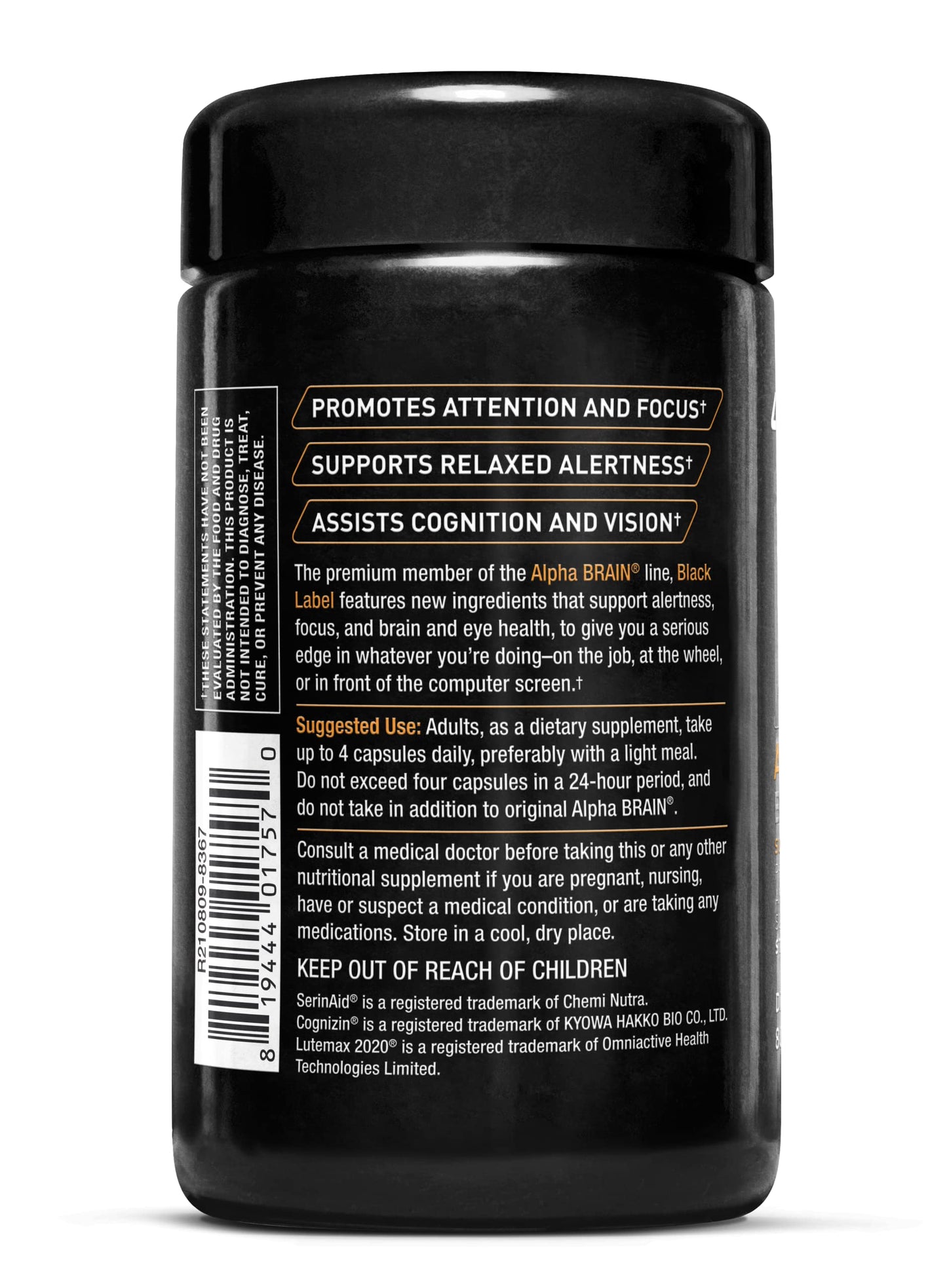 ONNIT Cognitive Performance Bundle: Alpha Brain Nootropic Capsules (90 Count) + Alpha Brain Black Label Capsules (80 Count) — 170 Capsules