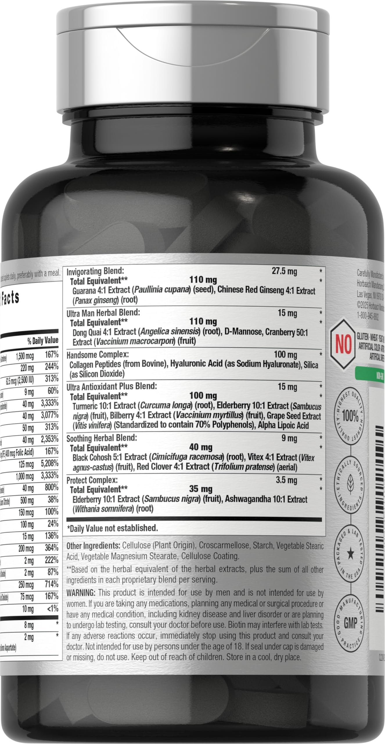 Horbäach Mens Multivitamins 50 Plus Caplets, 60 Count