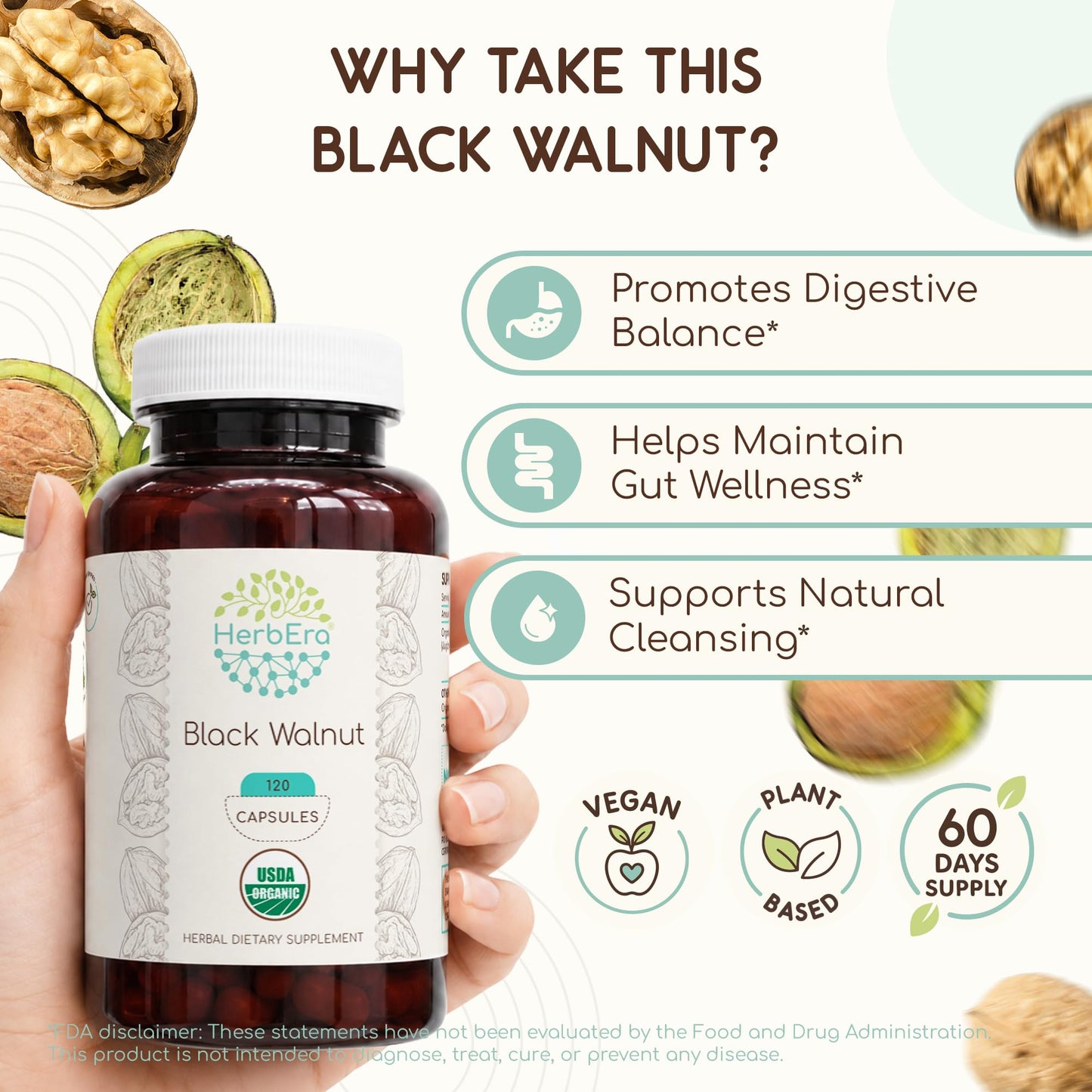 HerbEra Black Walnut Capsules 120 Count