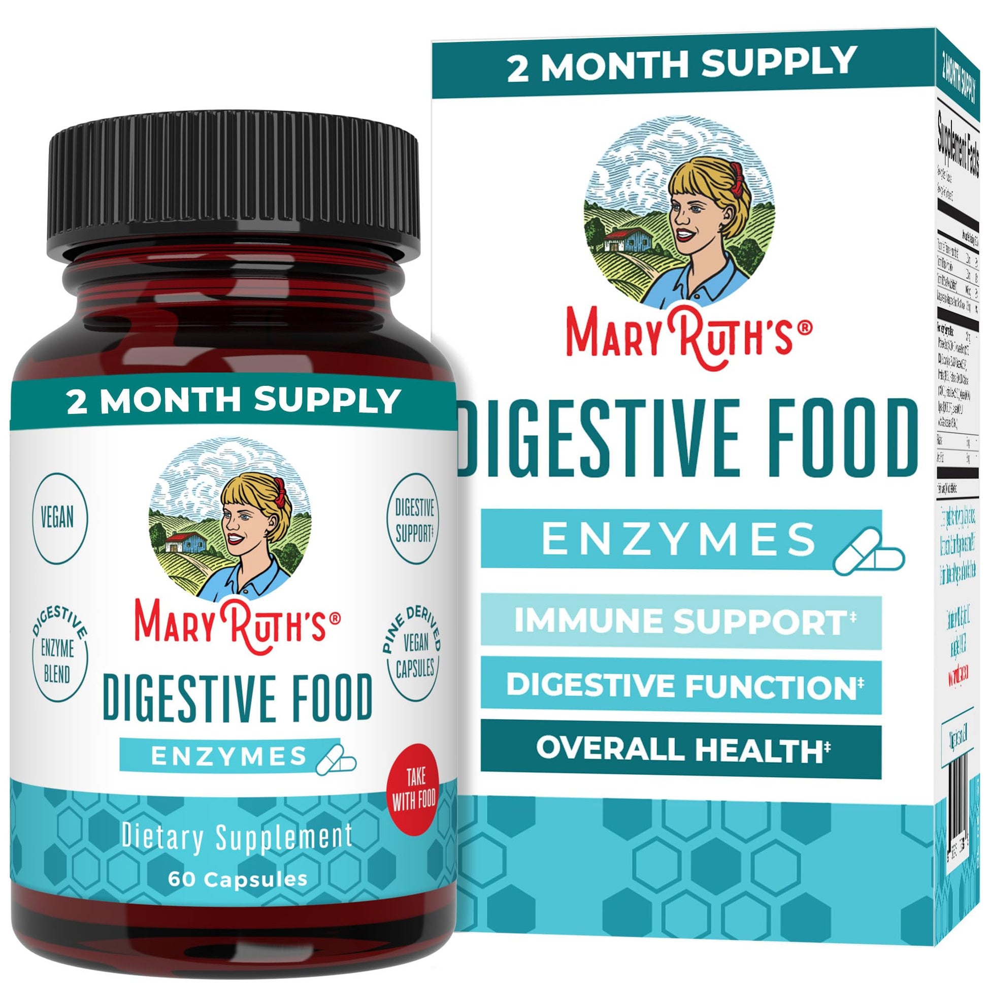MARYRUTH'S Digestive Food Enzymes for Digestive Support 60 Capsules