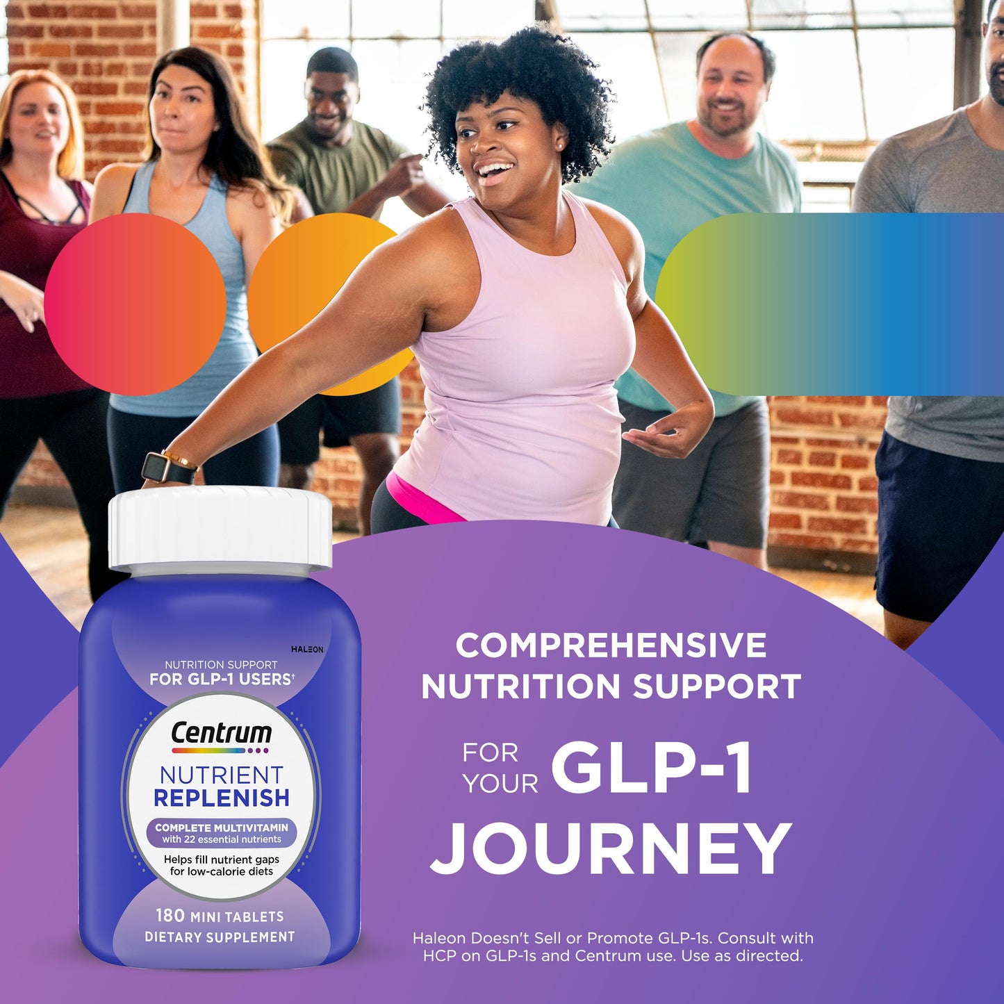 Centrum Nutrient Replenish GLP-1 Nutrition Support Multivitamin for Whole Body Health and Appearance Tablet, 180 Tablets
