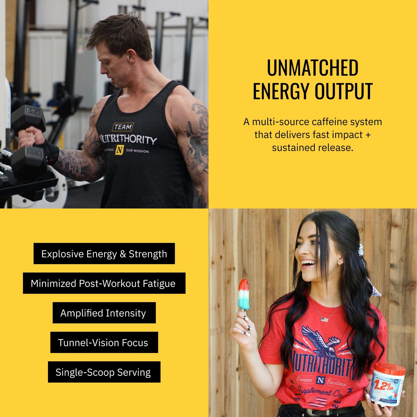Nutrithority High Stim Pre Workout Powder for Men, Strong Pre Workout Energy Powder Without Creatine, High Caffeine (Freedom Fuel), 19 Servings