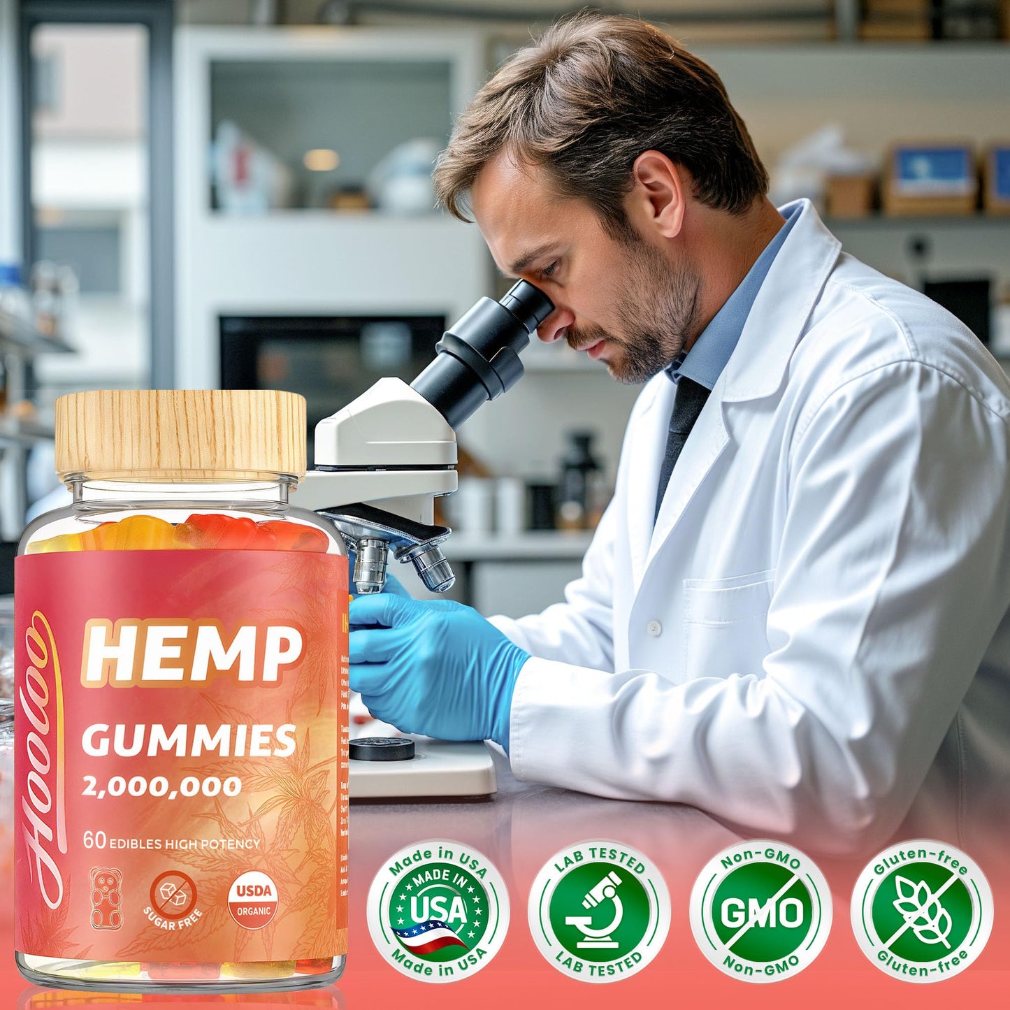 HOOLOO Hemp Gummies for Adults, 120 Gummies