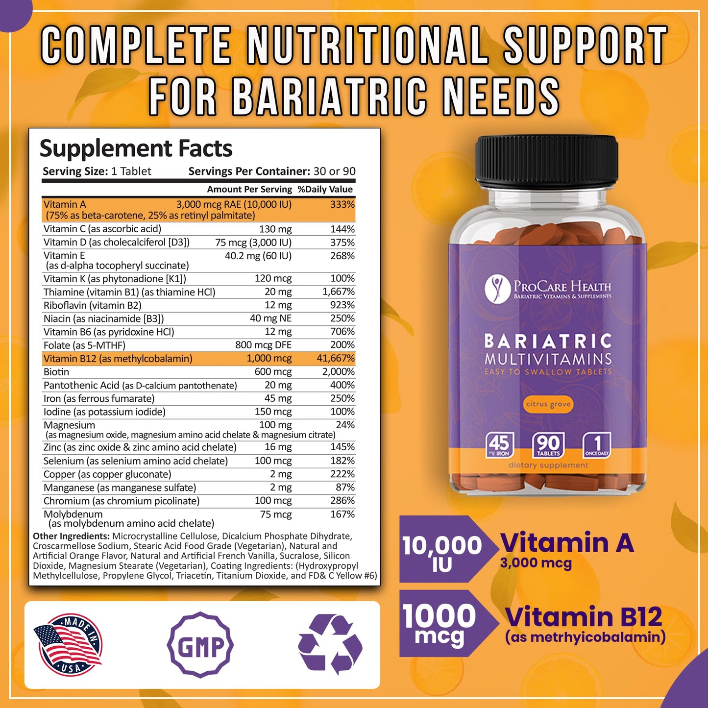 ProCare Health Easy-45 Bariatric Multivitamin Tablets 90