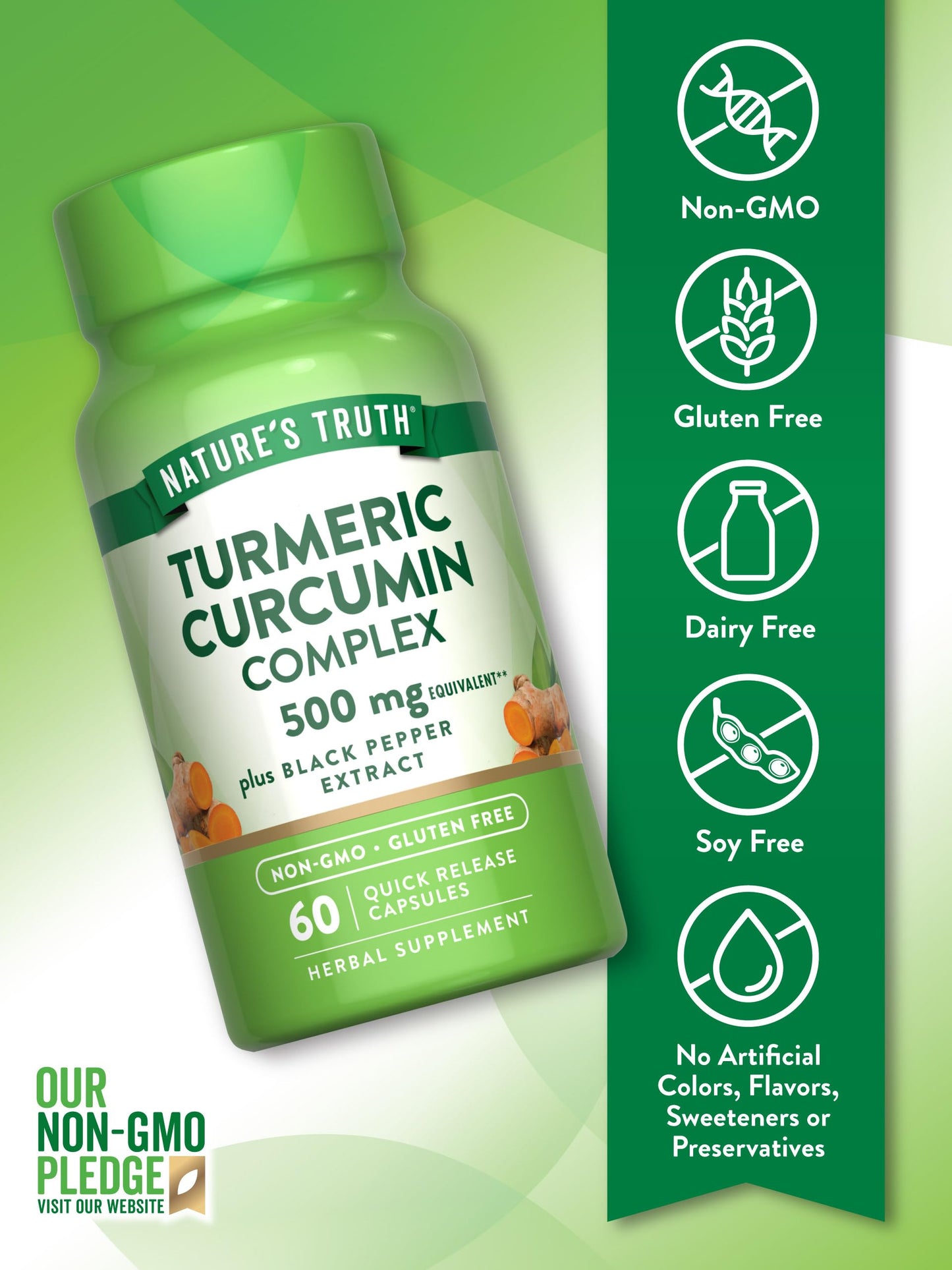 Nature's Truth Turmeric Curcumin with Black Pepper Extract Capsules, 60 Count
