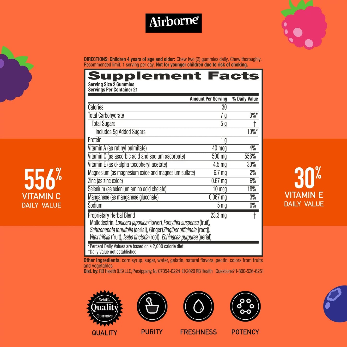 Airborne 500mg Vitamin C + Zinc Immune Support Gummies for Kids, Assorted Fruit Flavor, Gluten Free, 84 Gummies
