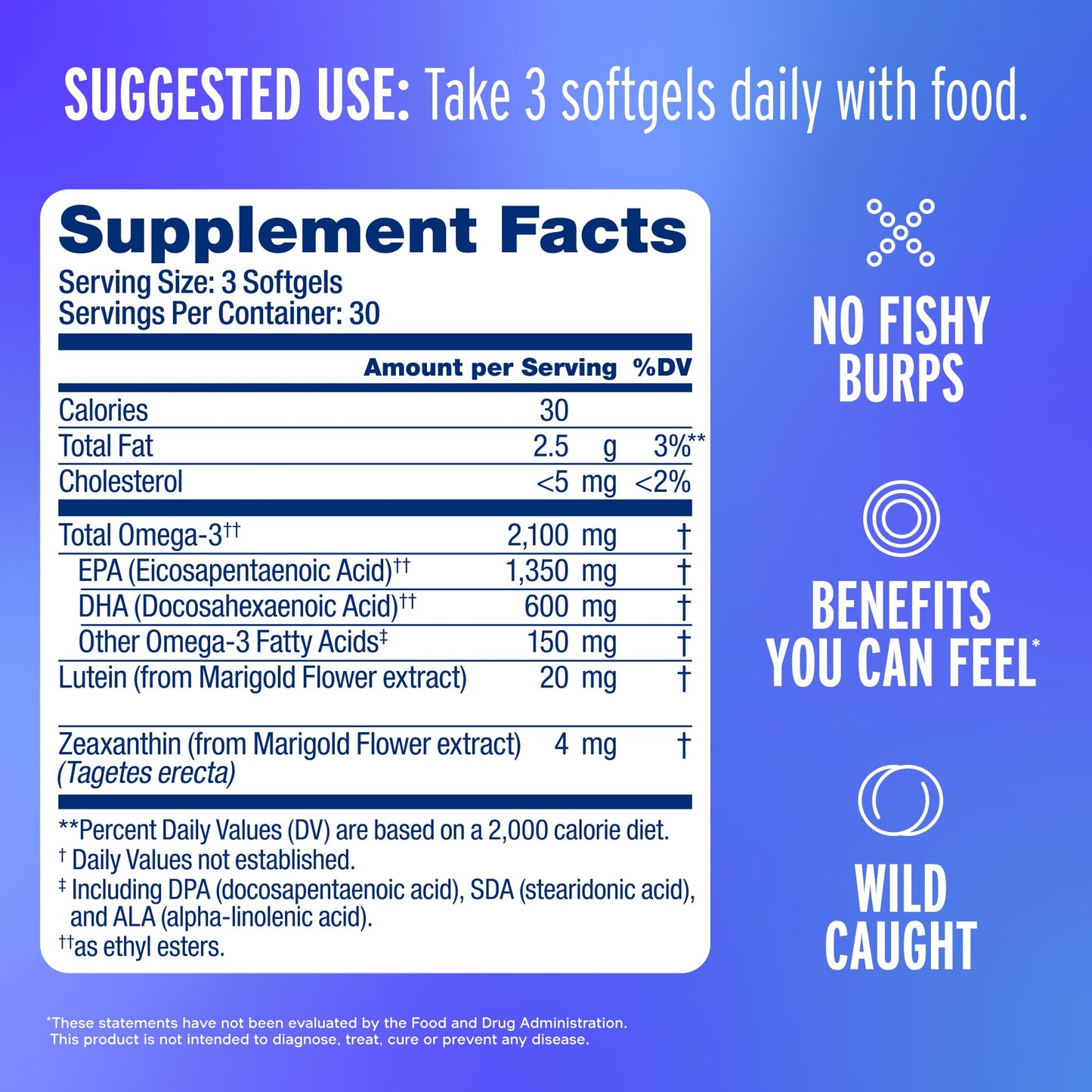 Oceanblue Omega-3 2100mg with Lutein & Zeaxanthin Softgels, 90 Count