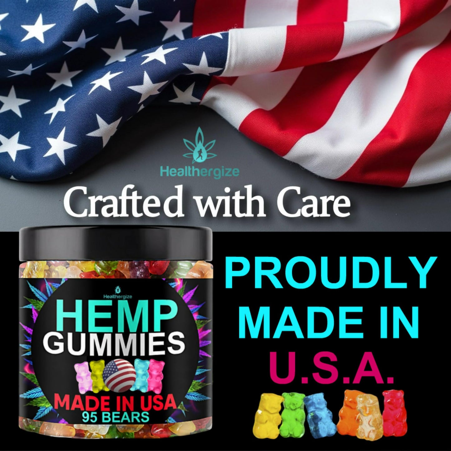 Healthergize Hemp Gummies for Sleep, Calm Relaxation Edibles - Gummy, 95 Count