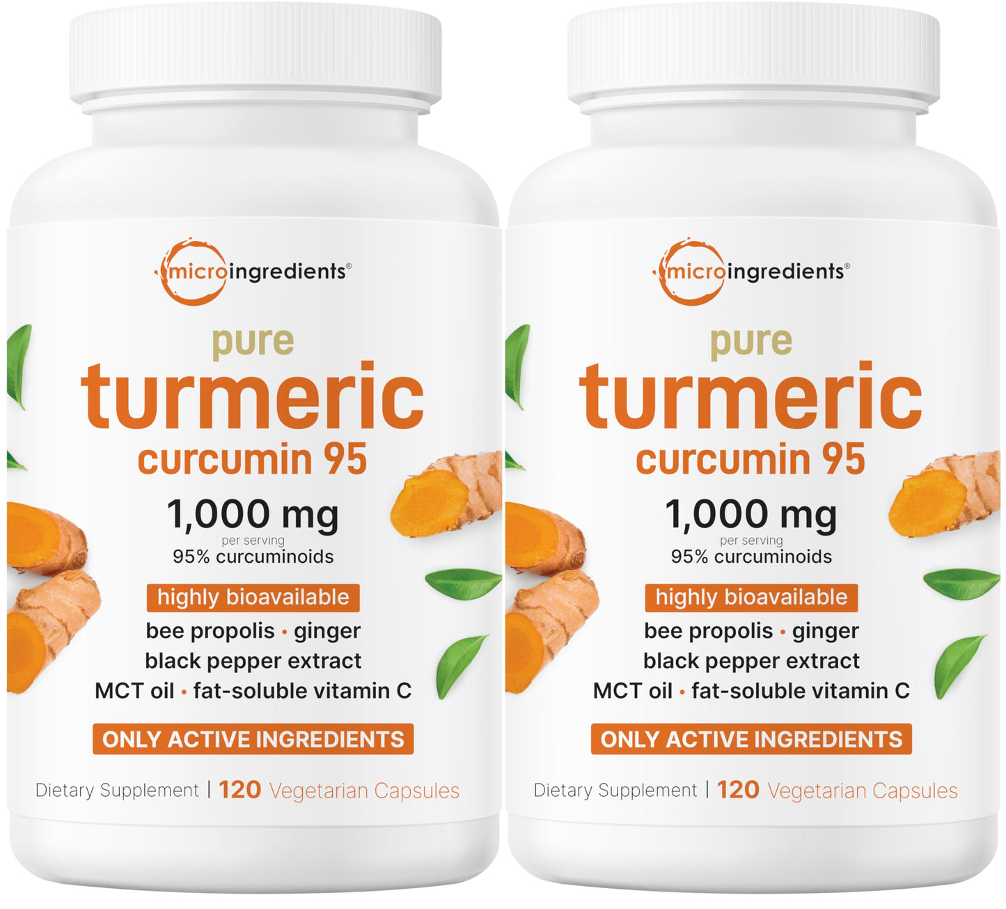 Micro Ingredients Pure Turmeric Curcumin Supplement 1,000mg – 95% Curcuminoids with Black Pepper & Ginger, 240 Veggie Capsules