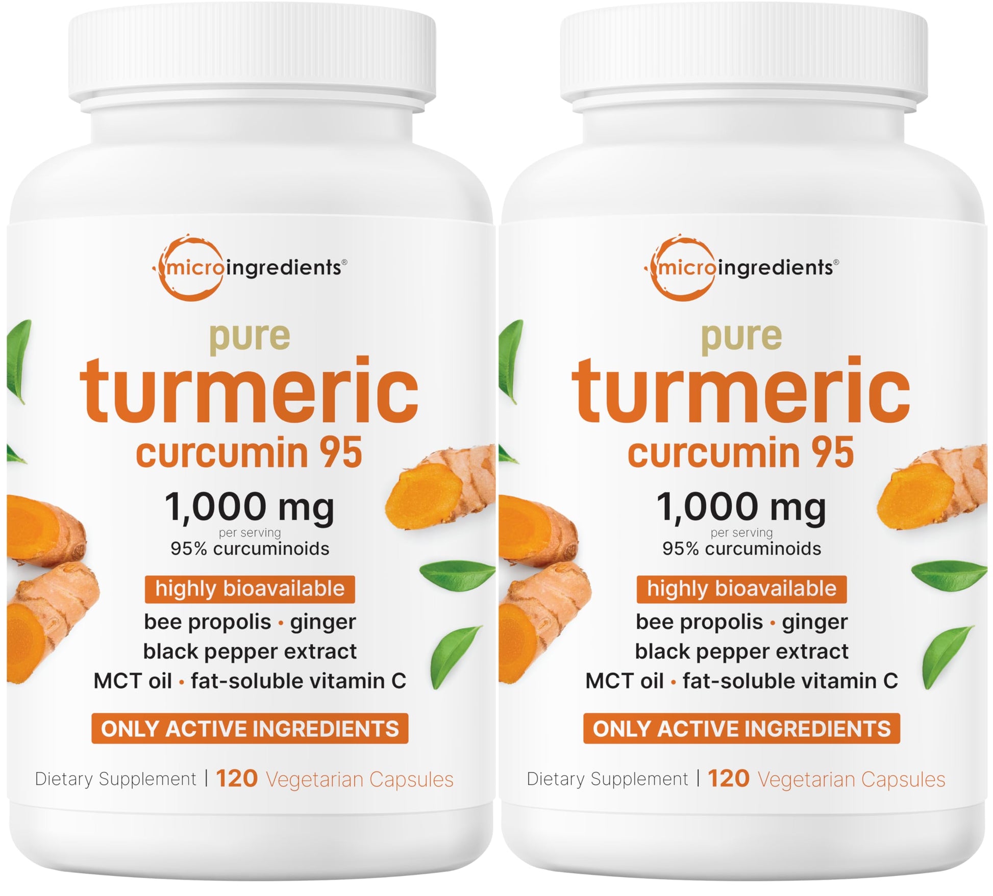 Micro Ingredients Pure Turmeric Curcumin Supplement 1,000mg – 95% Curcuminoids with Black Pepper & Ginger, 240 Veggie Capsules