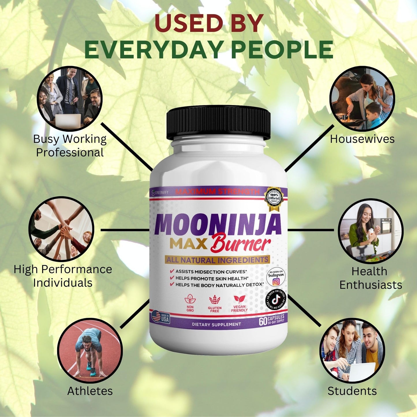 GREENVIFY Mooninja Max Burner Capsule, 60 Capsules