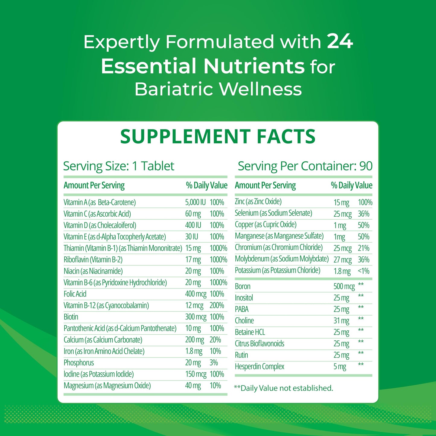 Bariatric Best Supplements Bariatric Multivitamin with Iron for Post-Gastric Bypass & Sleeve Surgery, 90 Tablets