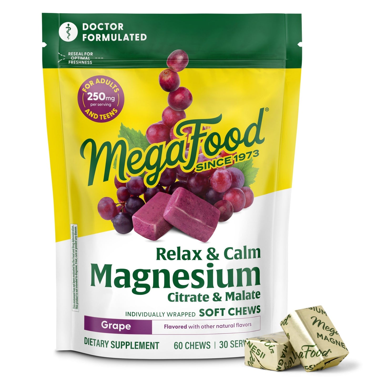 MegaFood Relax + Calm Magnesium Complex Grape Gummies, 60 Count