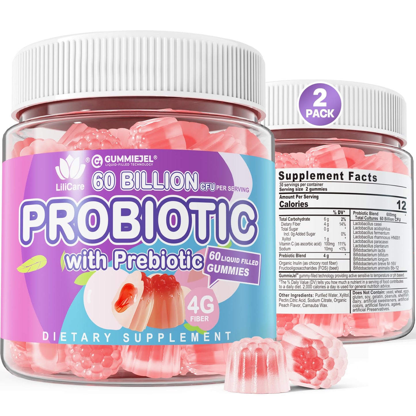 EnvyDeal 60 Billion CFU Probiotic Prebiotic Gummies for Women Men Teen Kids, 120 Gummies