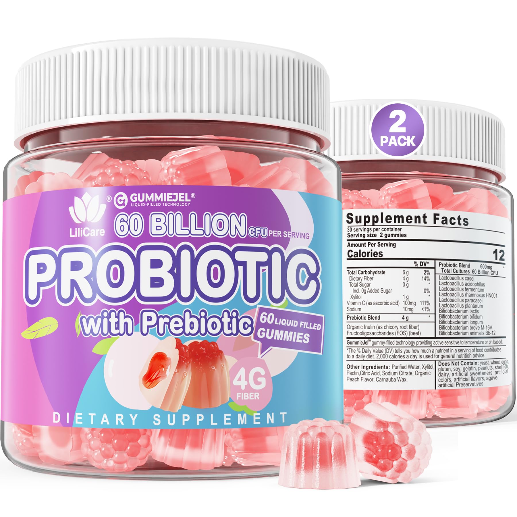 EnvyDeal 60 Billion CFU Probiotic Prebiotic Gummies for Women Men Teen Kids, 120 Gummies