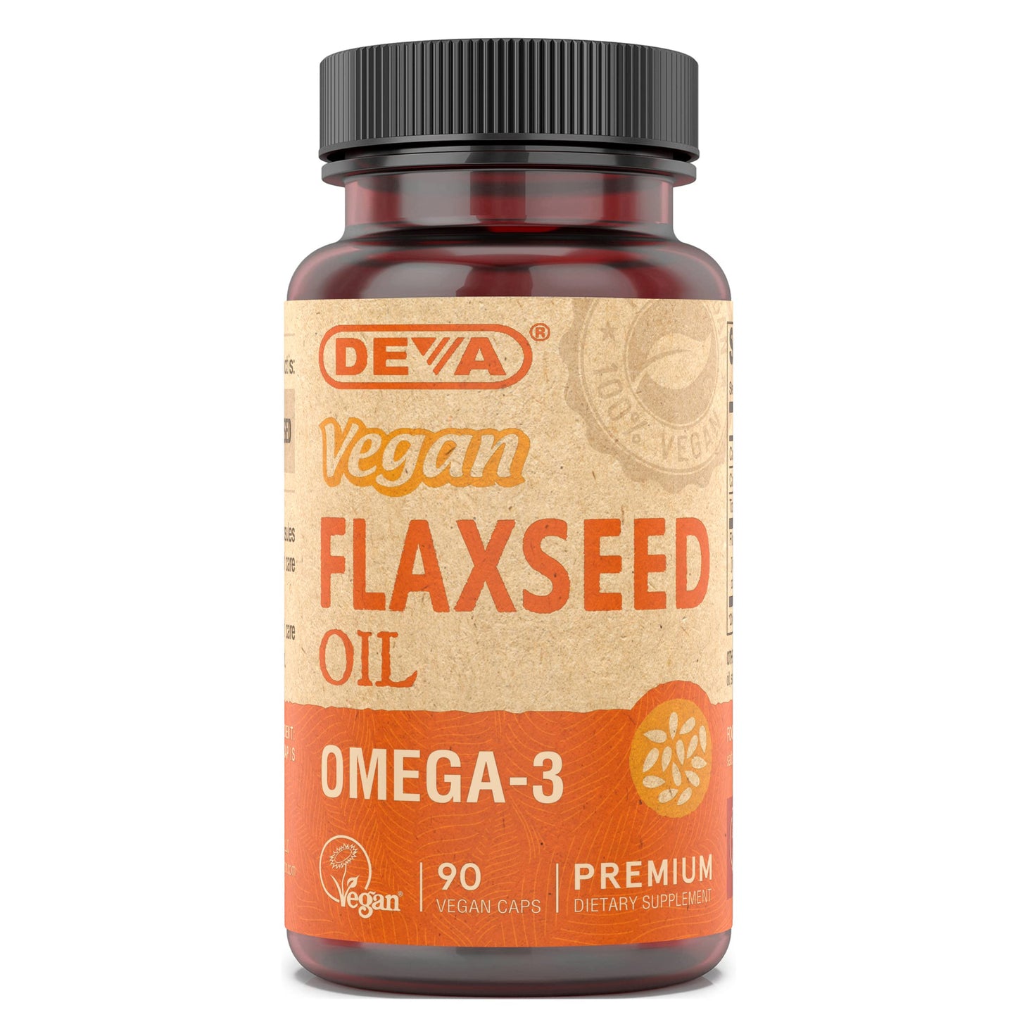 DEVA Vegan Omega-3 Flaxseed Oil Supplement Capsules 90 Count
