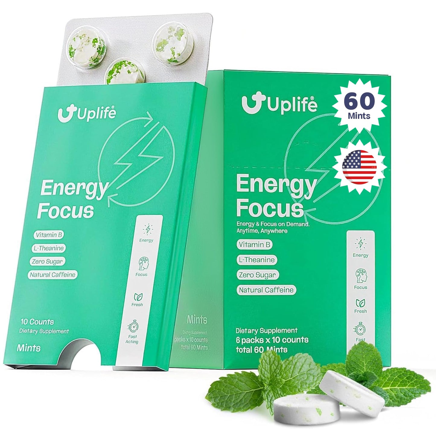 UPLIFE Energy and Focus Mint Chewable 60 Count