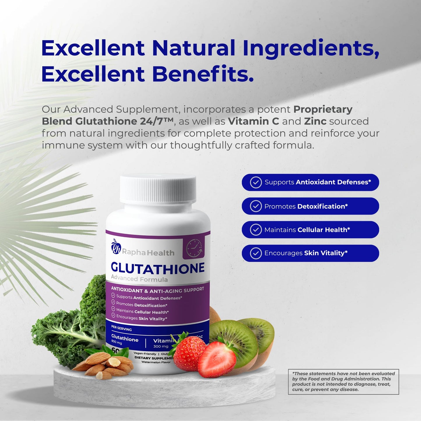 RAPHA HEALTH Glutathione Enhanced with Vitamin C & Zinc Chewable 120