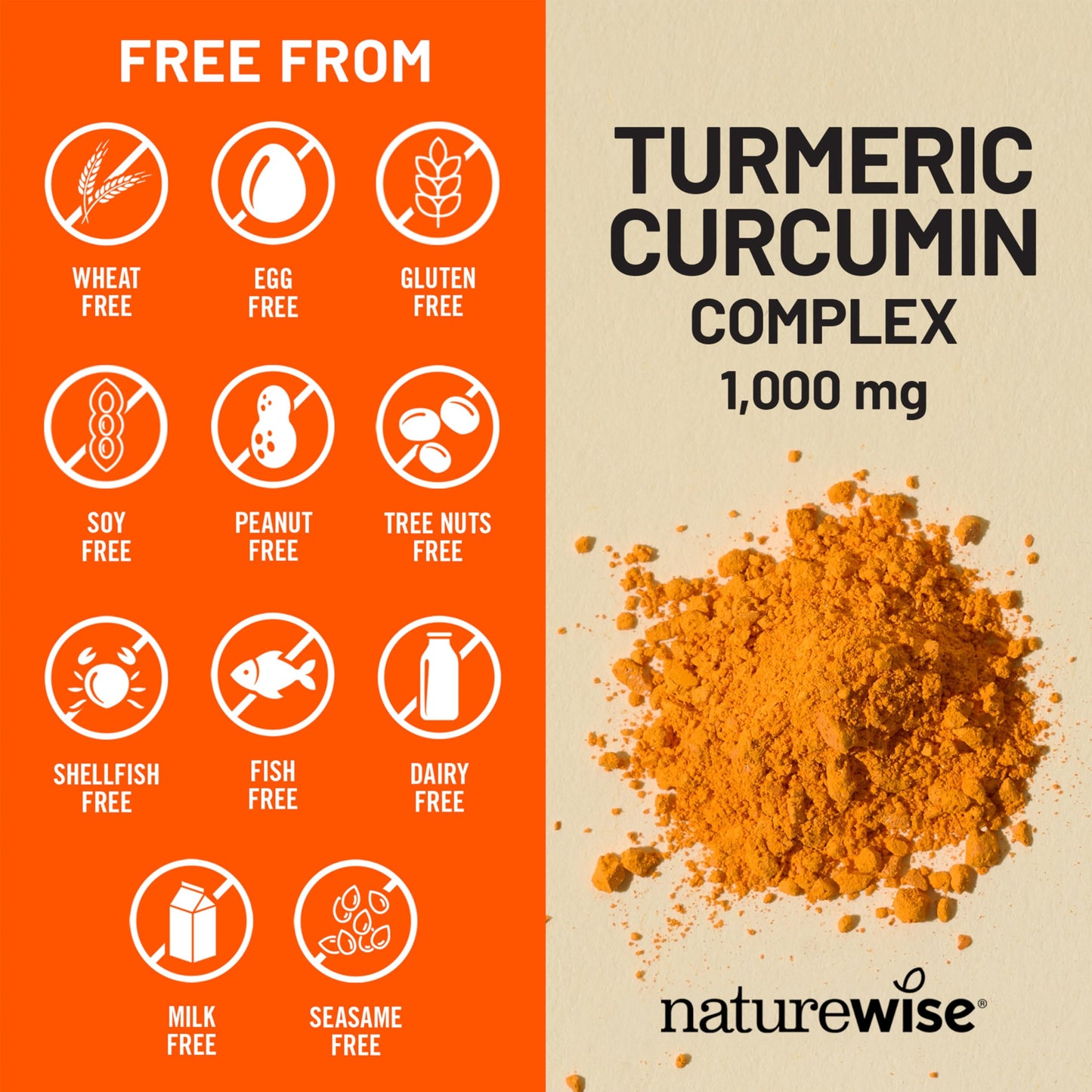 NatureWise Turmeric Curcumin 1000mg High Absorption Capsule, 60 Capsules