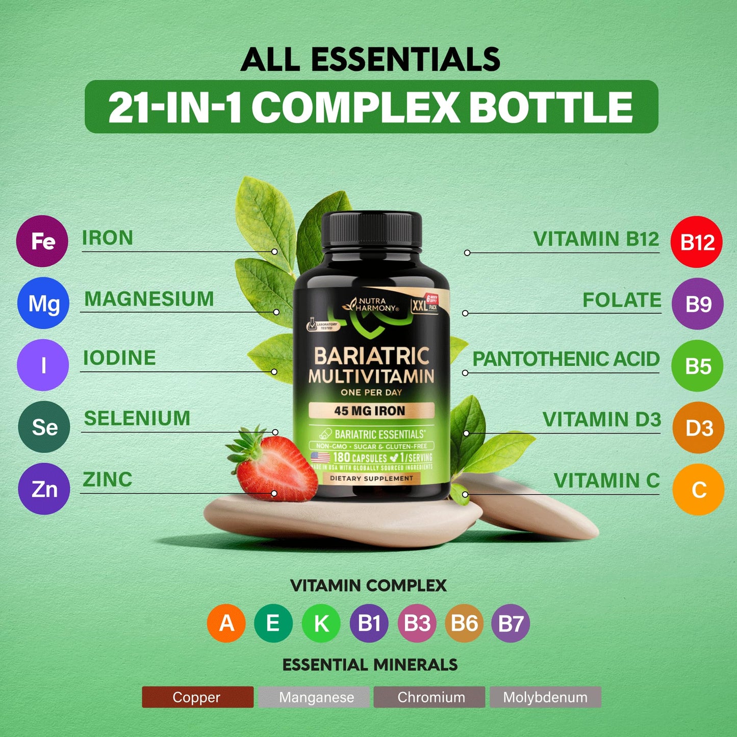 NUTRAHARMONY Bariatric Multivitamin Capsules 180 Count