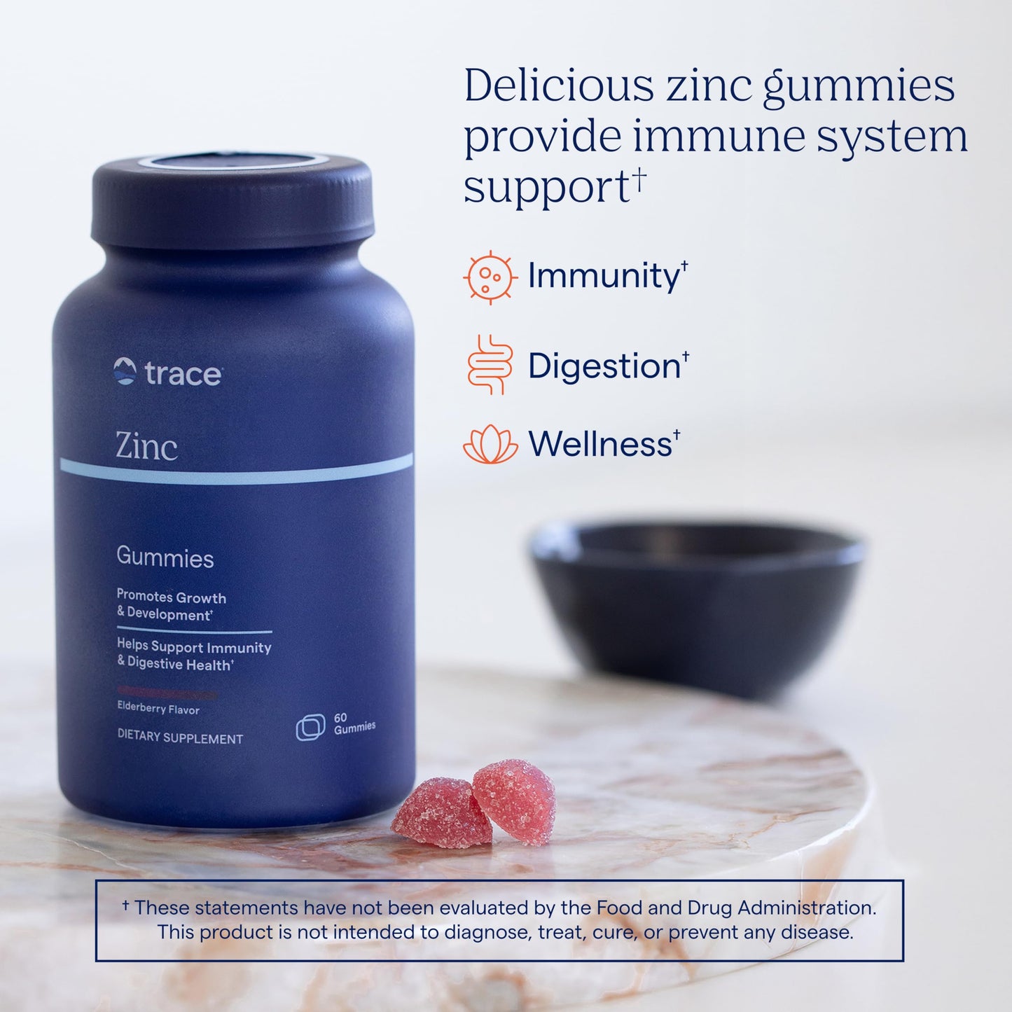 Trace Minerals Zinc Chewable Gummies Gummy, 60 Count