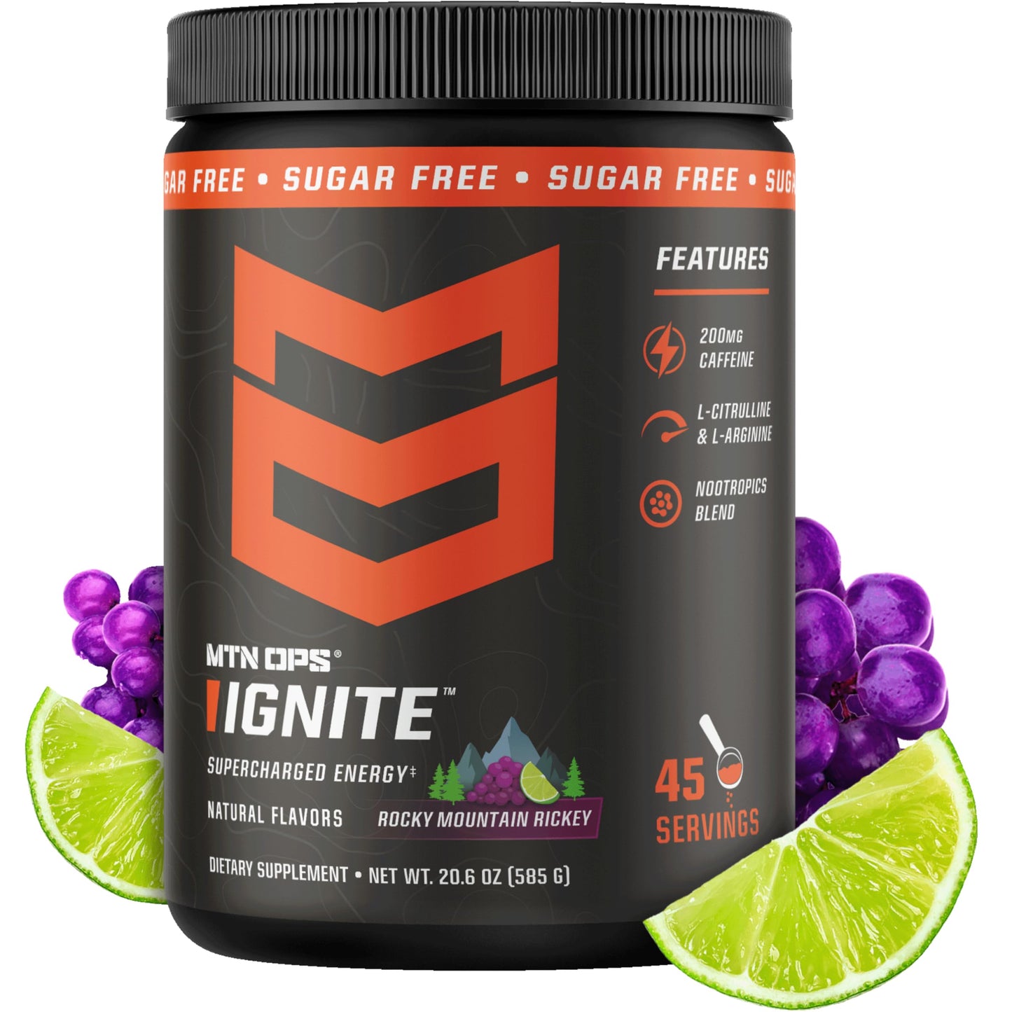 MTN OPS Ignite Energy Powder Rocky Mountain Rickey 22.4 oz