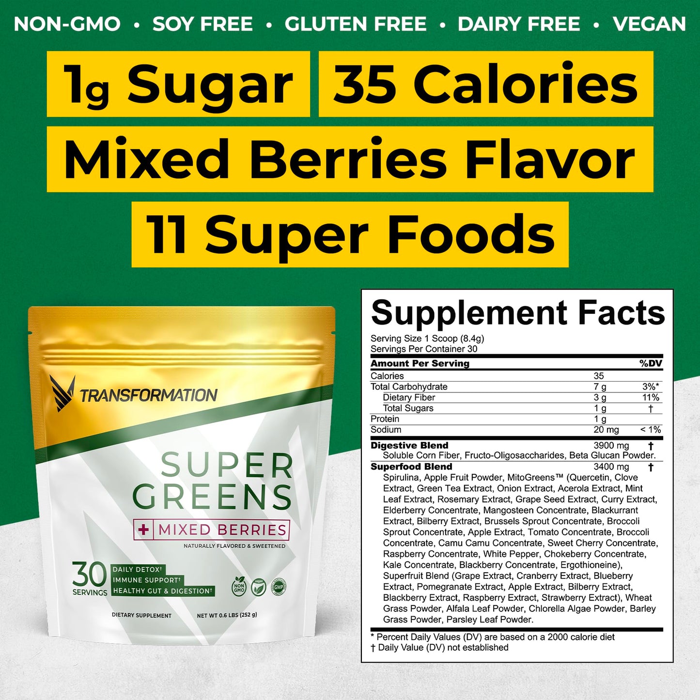 SPR BODY Transformation Super Greens Superfood Green Juice Powder 5.7 Ounces