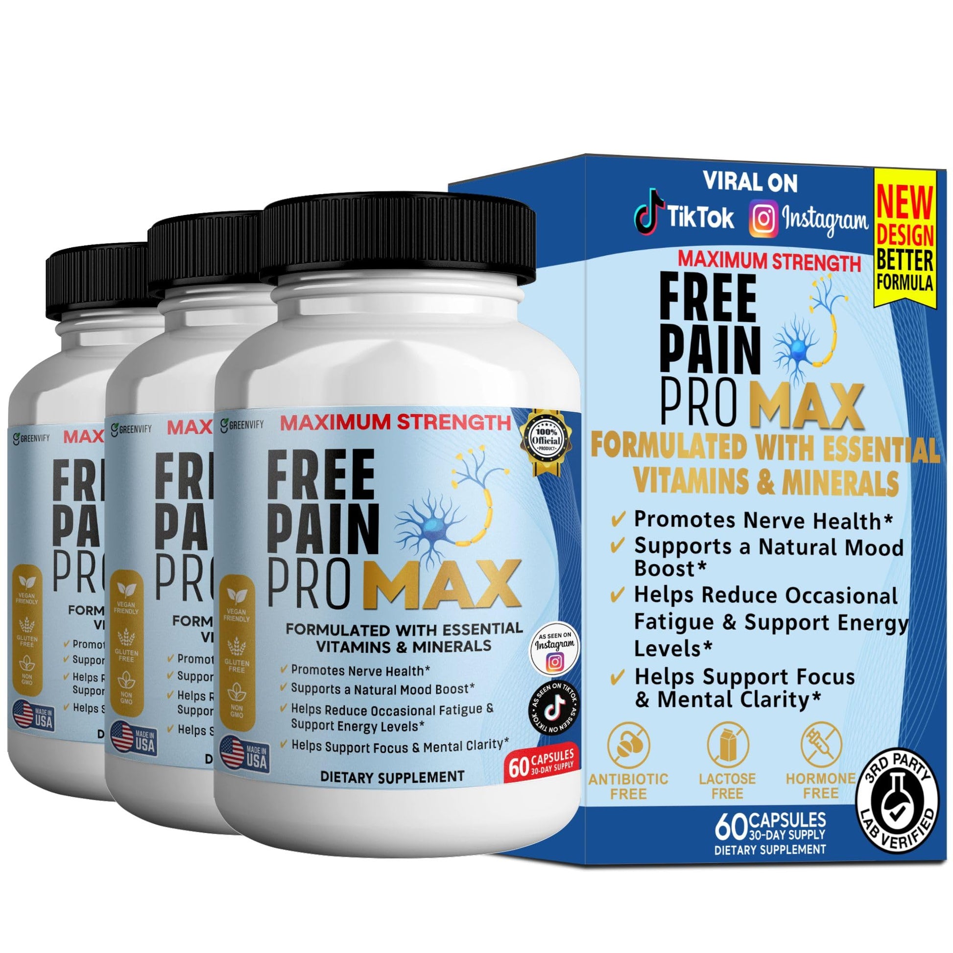 GREENVIFY Free Pain ProMax Maximum Strength Capsules, 60 Capsules
