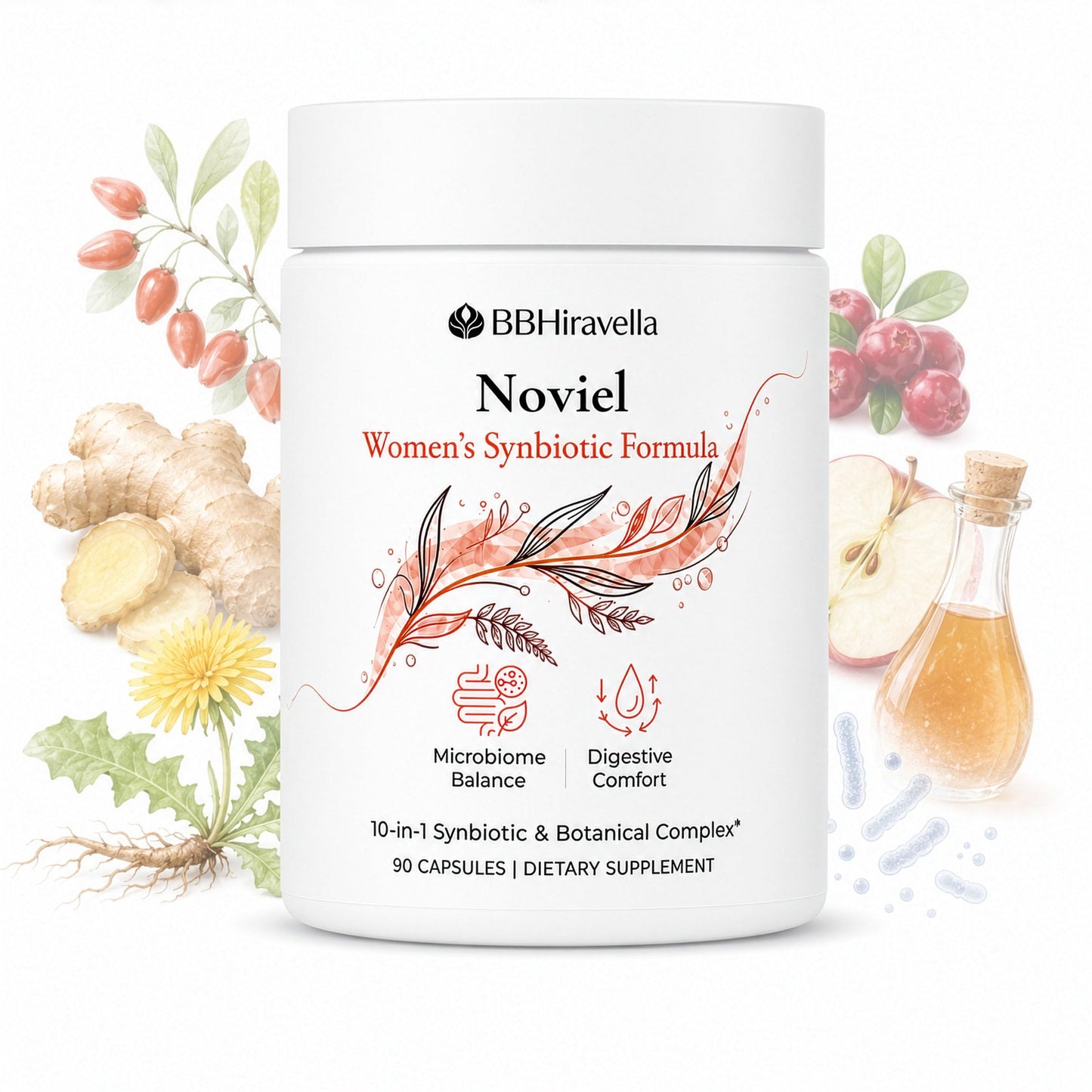 BBHiravella Nuora Gut Health Capsules with Berberine & Bromelain – 10-in-1 Gut Biofilm Support Formula for Women – Digestive Balance & Metabolism Wellness – Vegan Non-GMO, 90 Capsules