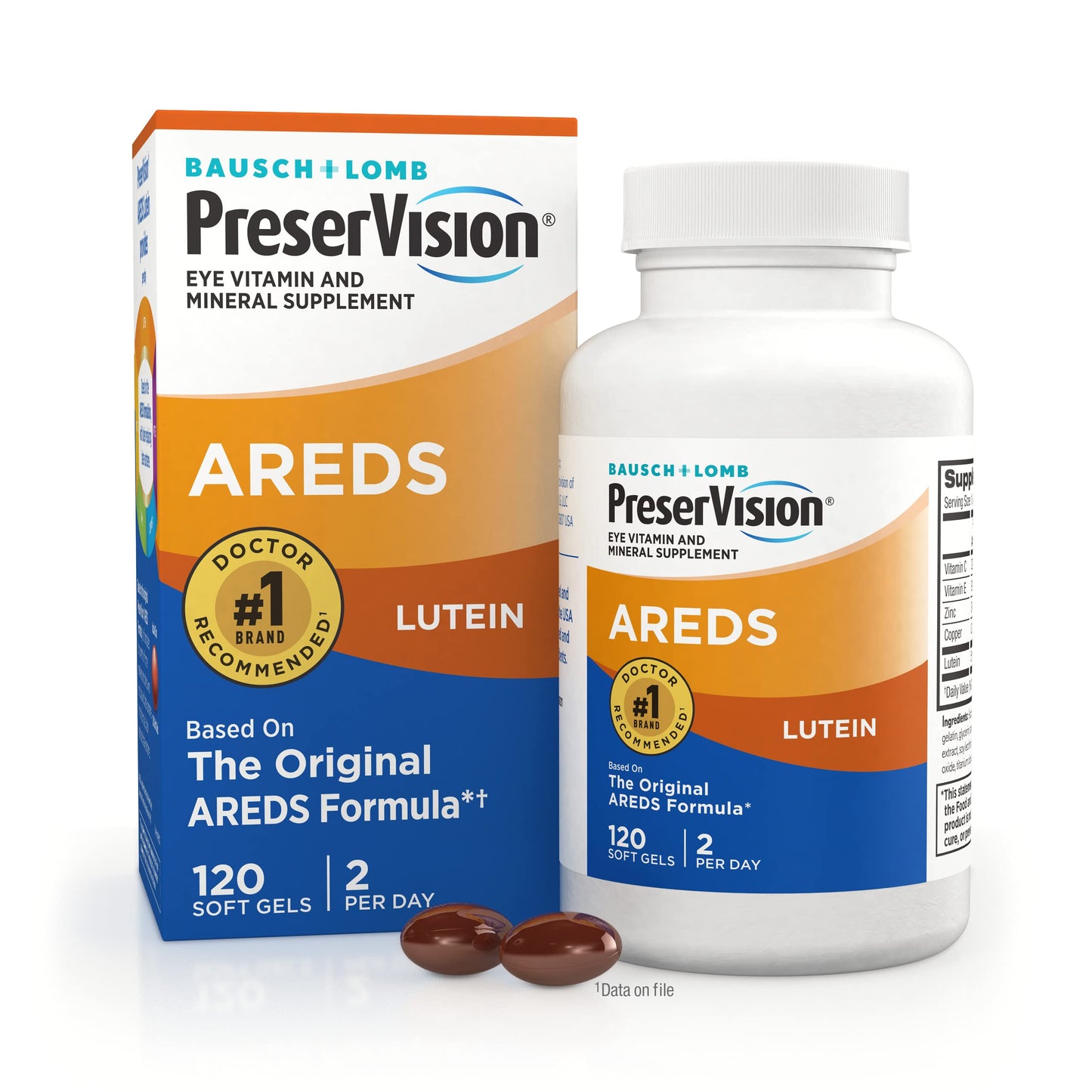 Bausch + Lomb PreserVision AREDS Lutein Eye Vitamin & Mineral Supplement Soft Gels 180