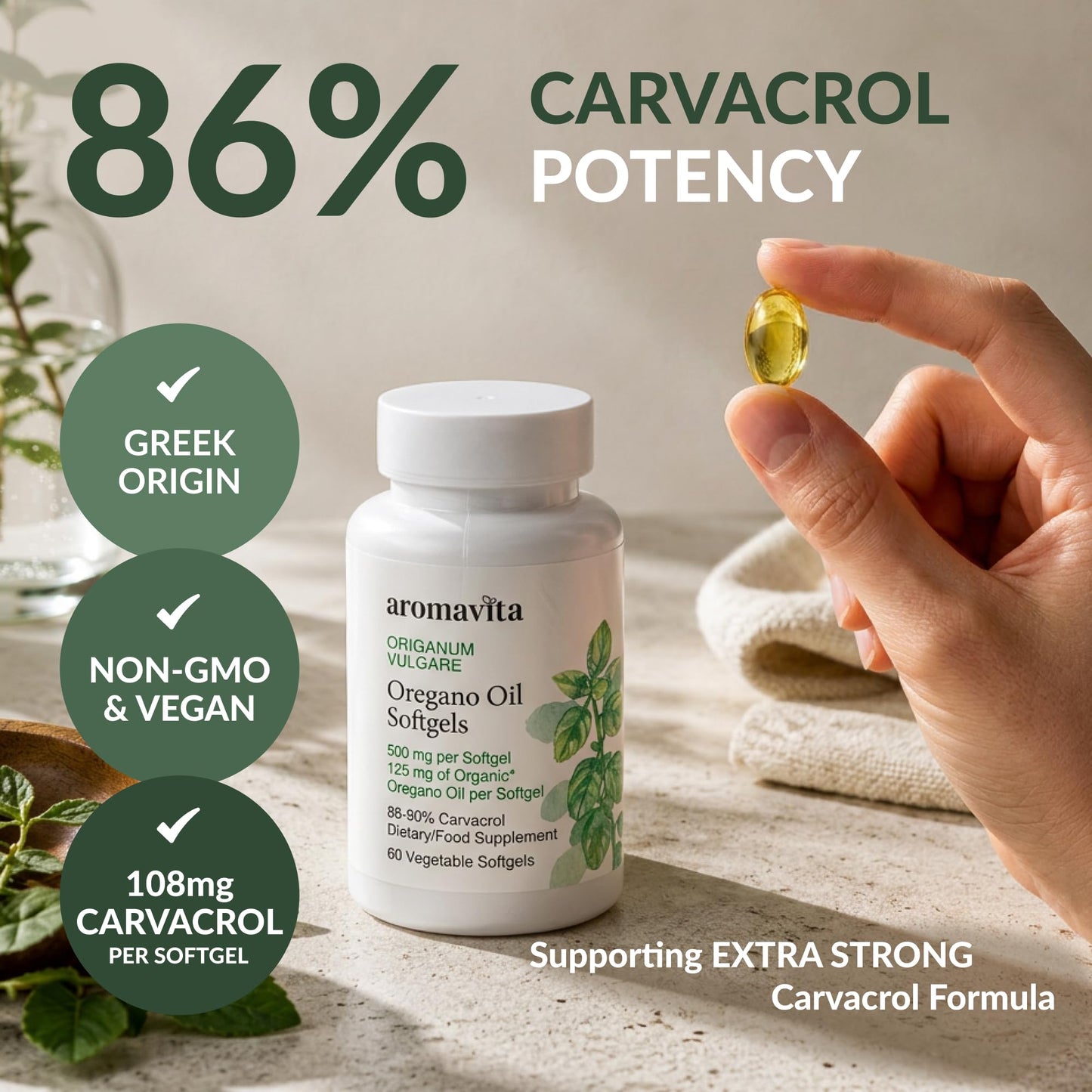 AROMAVITA Oregano Oil Softgels 60 Count