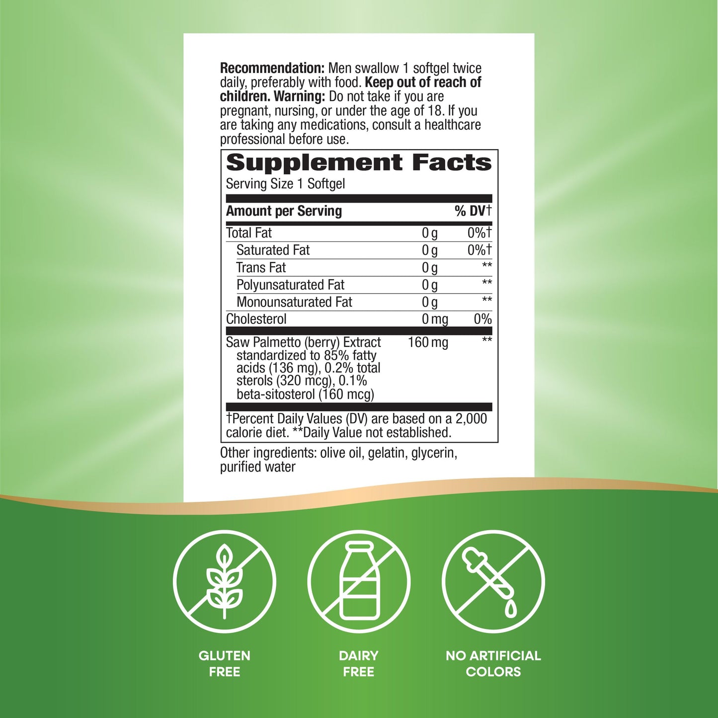 Nature's Way Saw Palmetto Standardized Extract 160mg Softgels, 120 Softgels