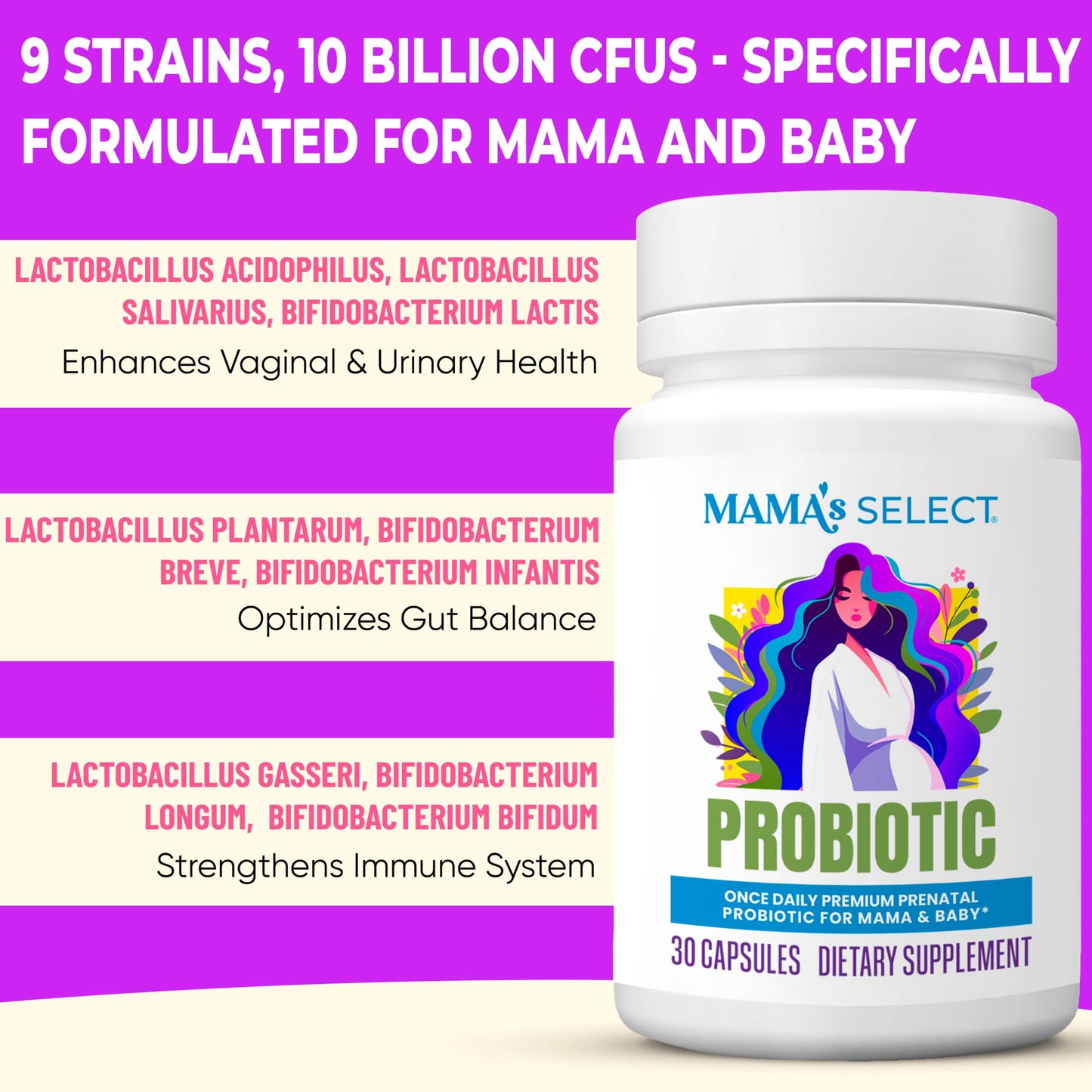 Mama's Select Prenatal Probiotics for Women – Pregnancy, Postpartum & Breastfeeding Capsules, 30 Count