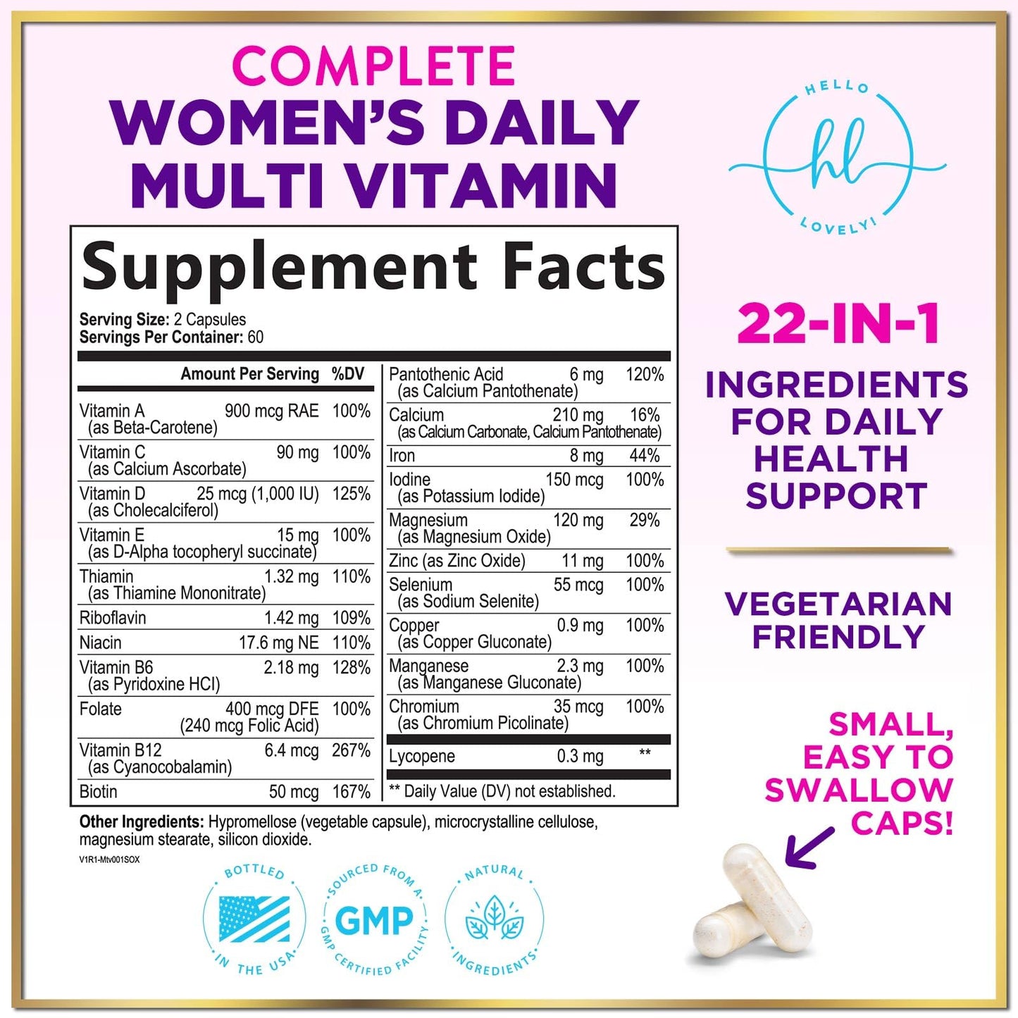 Hello Lovely! 3X Strength Daily Women Multivitamin Capsules 120