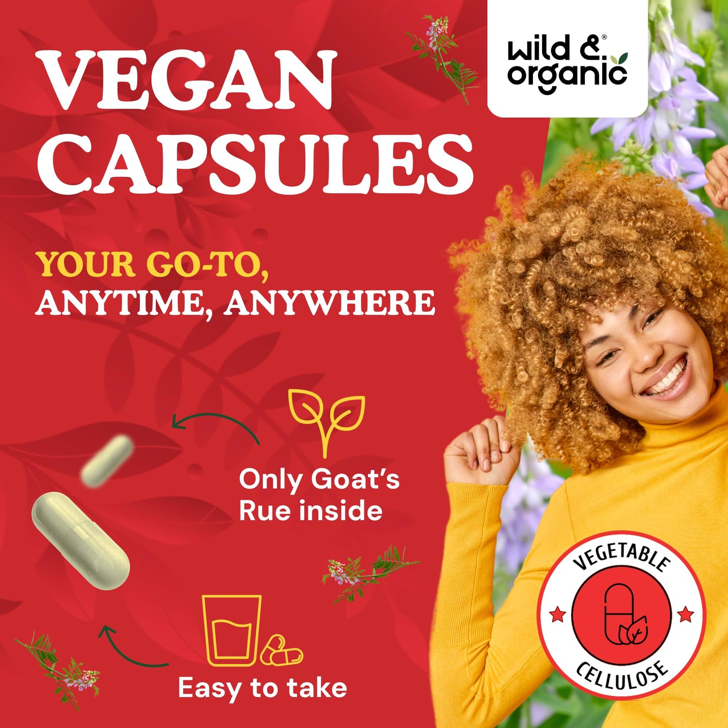 Wild & Organic Goats Rue Capsules 1200 mg Lactation Support, 60 Count