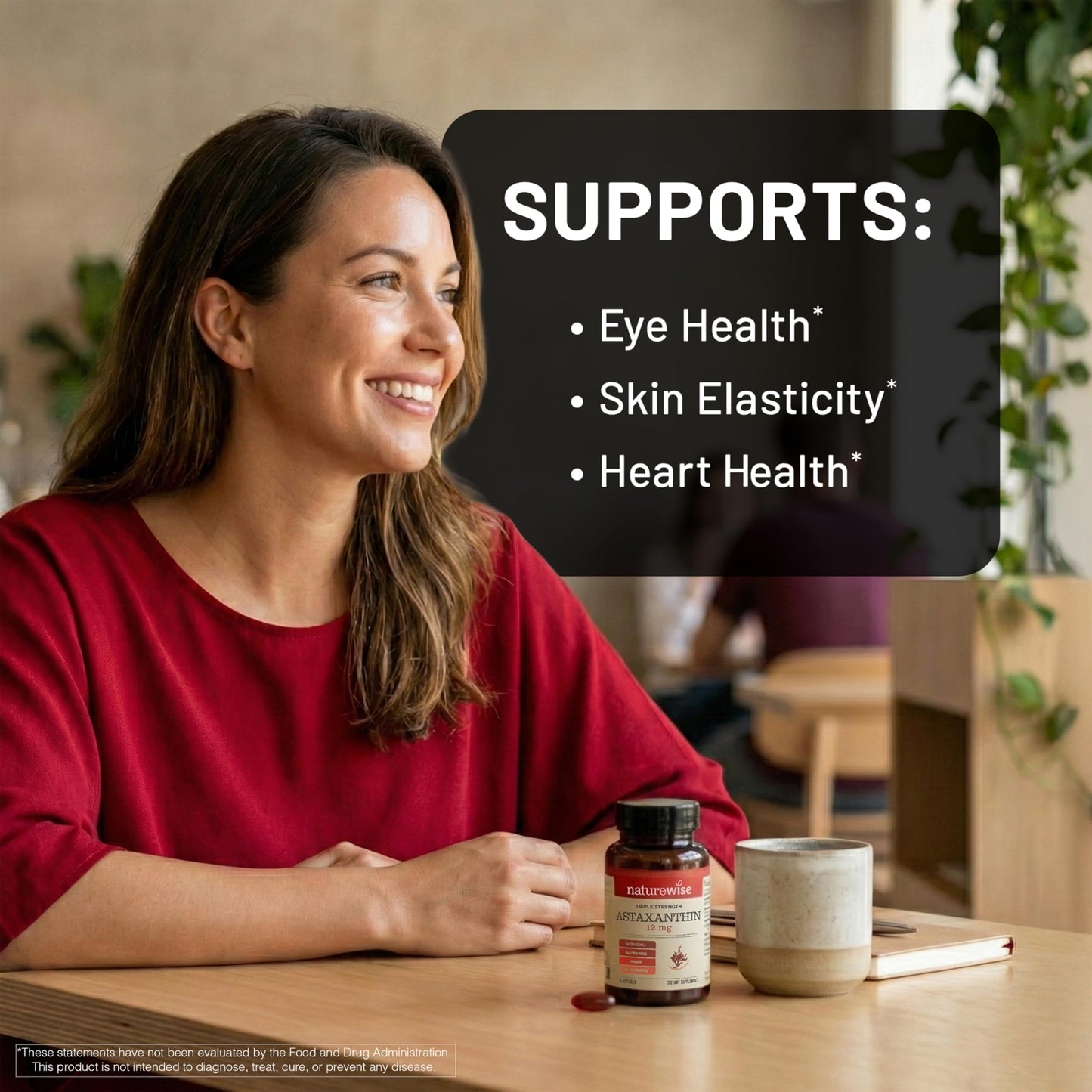 NatureWise Triple Strength Astaxanthin 12mg with AstaReal - Vegan Antioxidant Supplement with Organic Coconut Oil, 60 Softgels