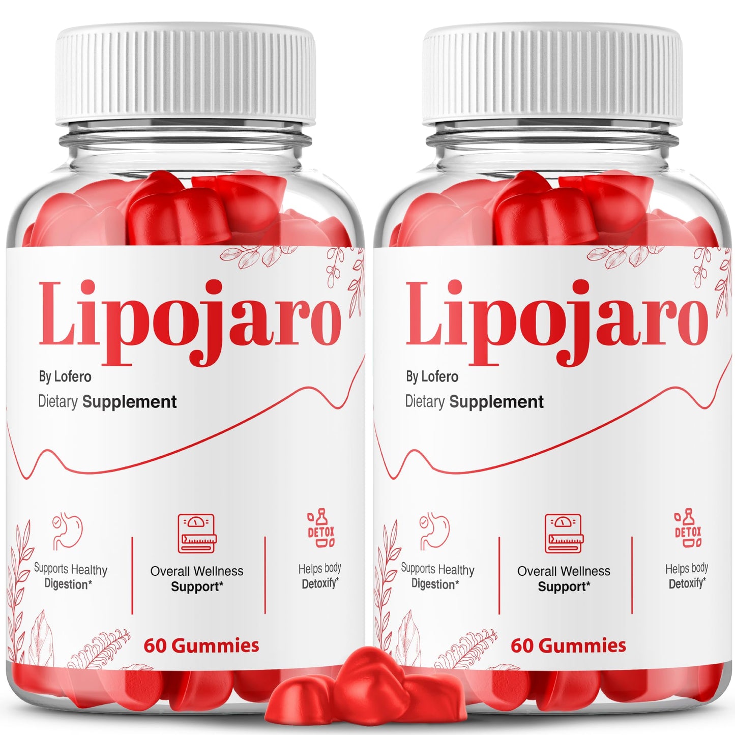 Lofero Lipojaro Gummies with Advanced Maximum Strength Loss Support Premium Wellness Formula Vitamin Gummy, All-Natural Ingredients, 120 Gummies