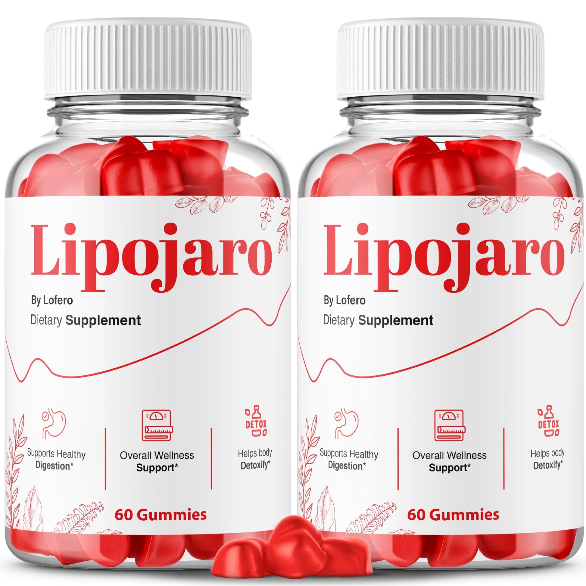 Lofero Lipojaro Gummies with Advanced Maximum Strength Loss Support Premium Wellness Formula Vitamin Gummy, All-Natural Ingredients, 120 Gummies