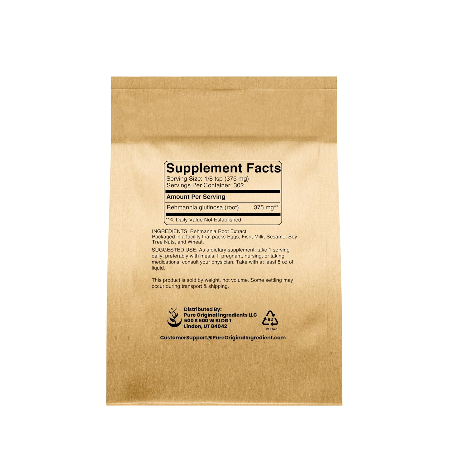 PURE ORIGINAL INGREDIENTS Rehmannia Root Extract Powder, 4 oz