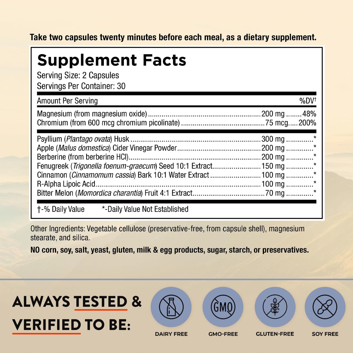 Mt. Angel Vitamins Blood Sugar Support Supplement Capsule 60 Capsules