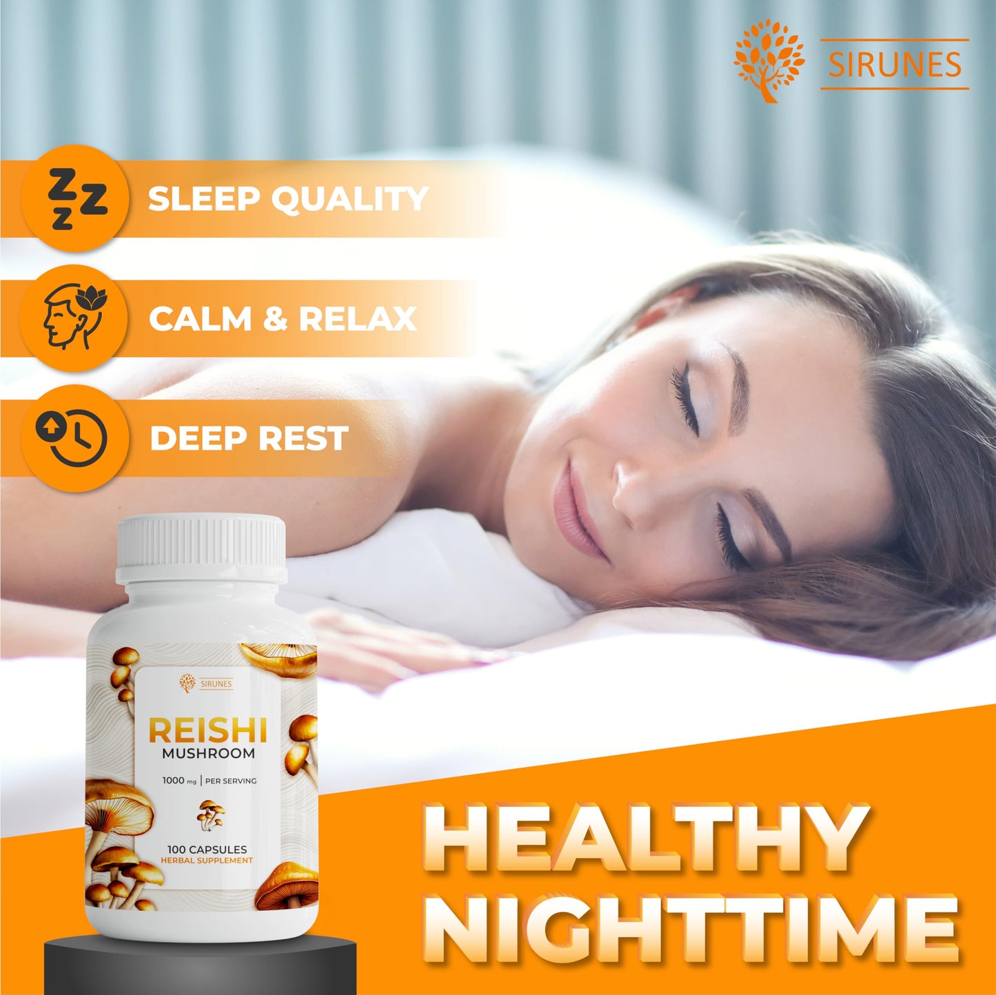 SIRUNES Reishi Mushroom Capsules 100 Count
